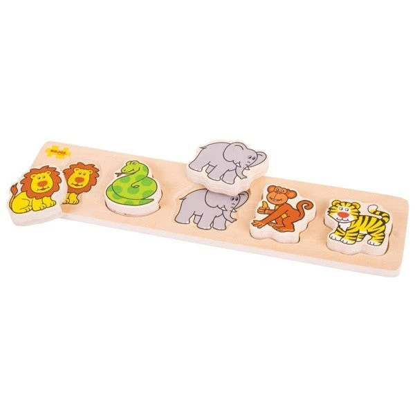 Bigjigs Toys Chunky Lift & Match Wooden Puzzle for Toddlers
