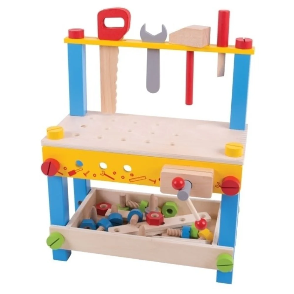 Bigjigs Toys My First Wooden Workbench Pretend Play Tool Set for Toddlers