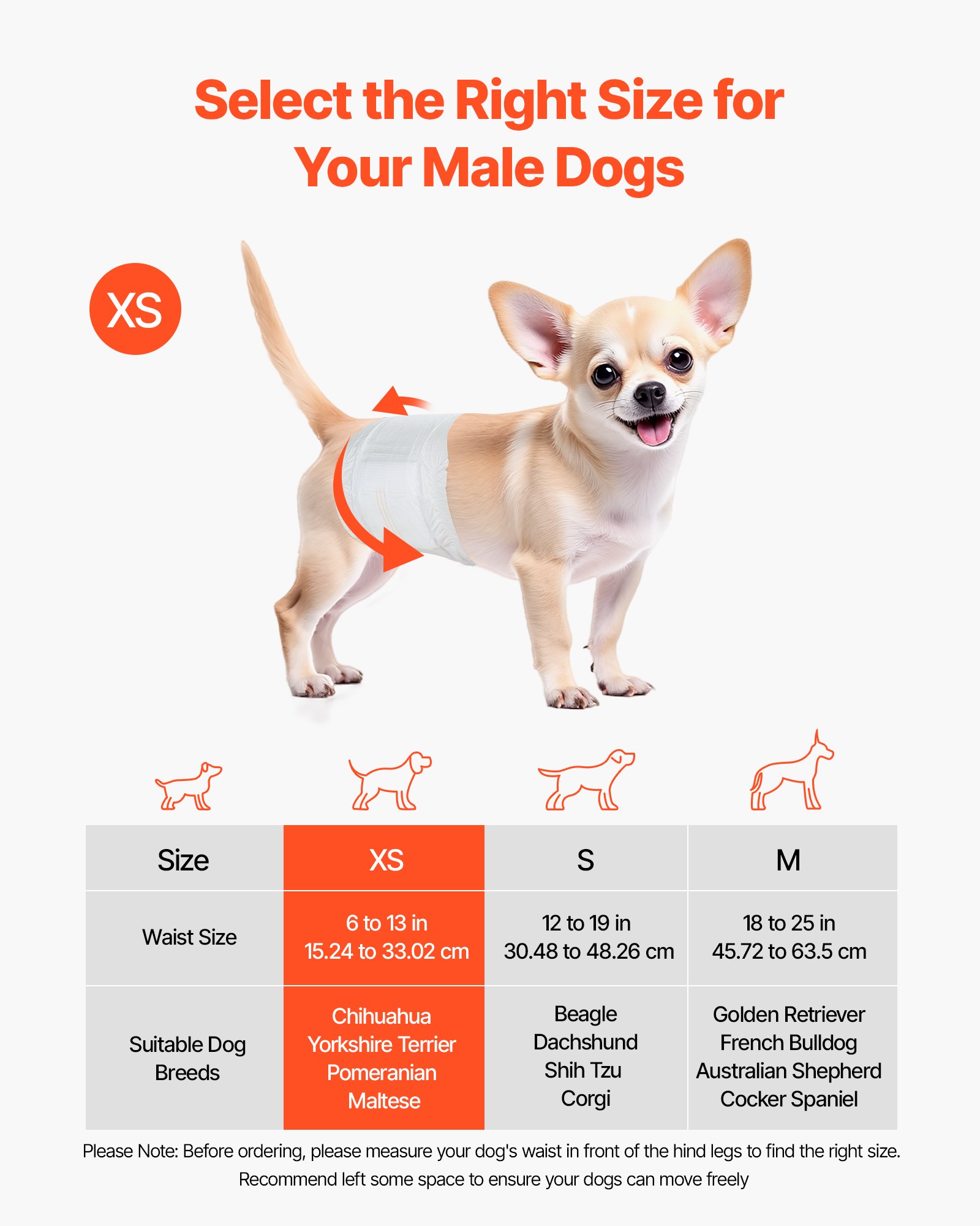 Disposable Male Dog Diapers, Super Absorbent Male Dog Wraps, 360 ° Leak-Proof Belly Bands with Wetness Indicator for Doggies in Heat, Training, Incontinence - XS, 96 Count (2 Packs of 48)