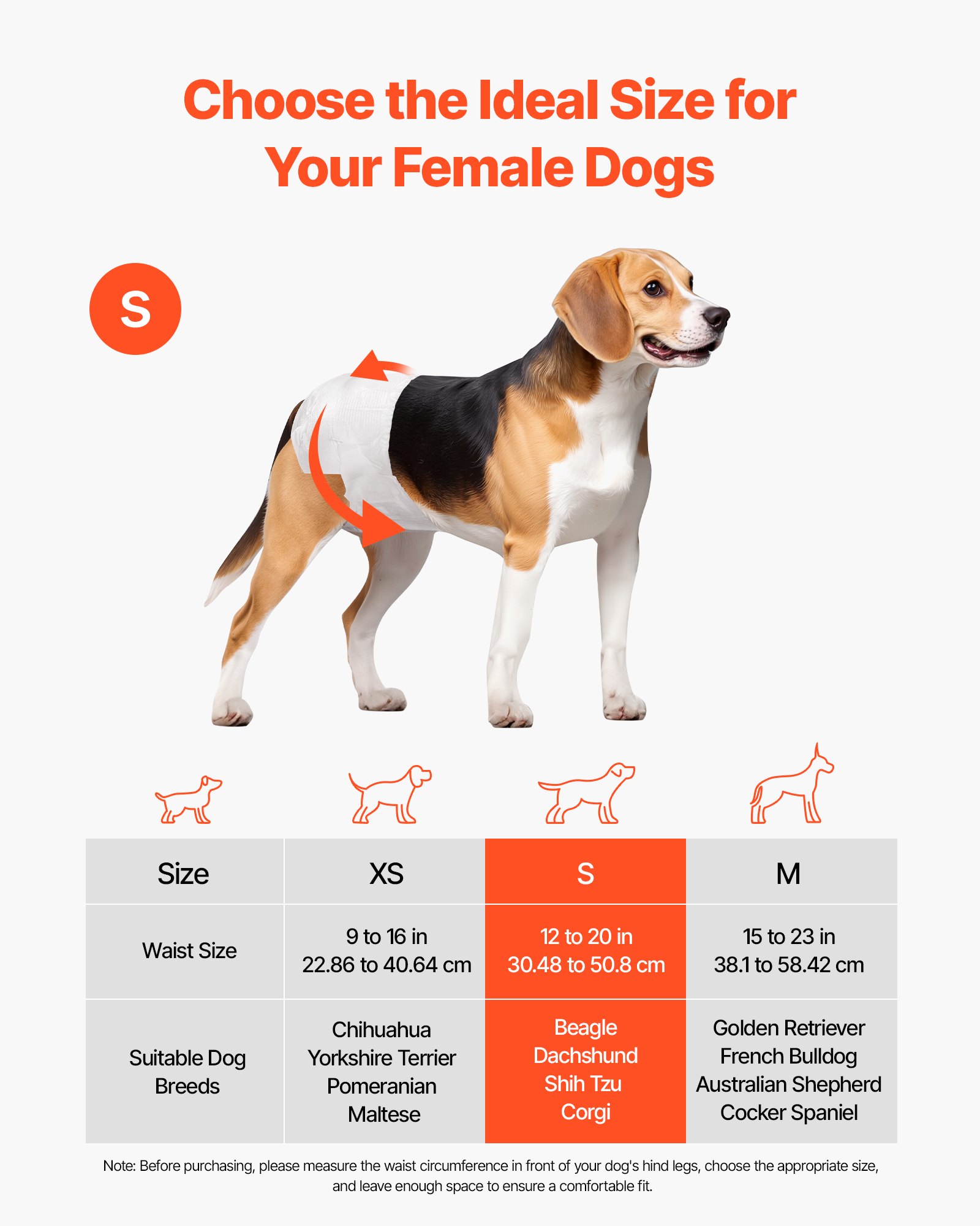 Disposable Dog Diapers, Super Absorbent Female Dog Diapers, 360° Leak-Proof Female Doggy Pet Diaper with Wetness Indicator for Heat Period, Training, Incontinence - S, 96 Count (2 Packs of 48)