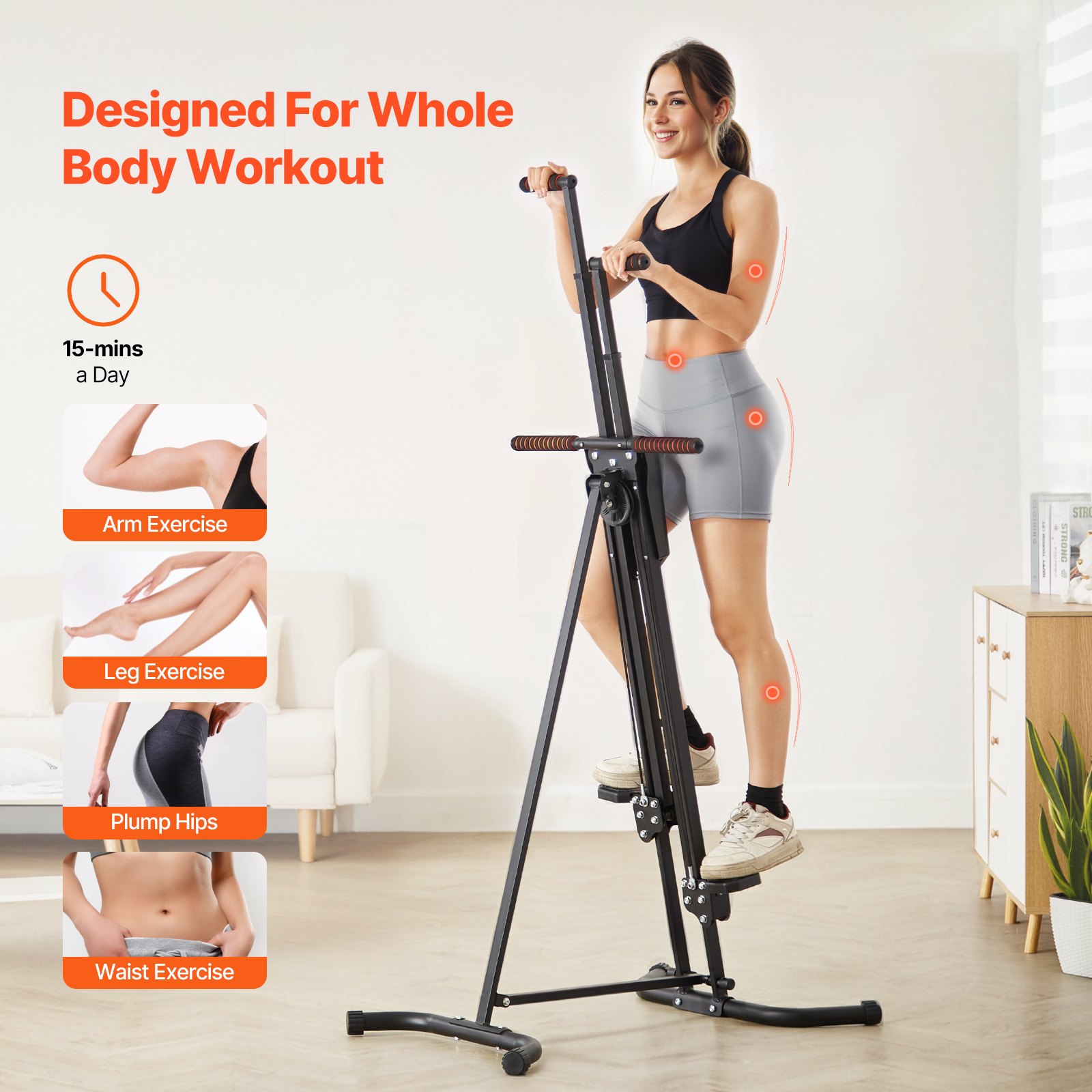 Stair Stepper, Step Range Exercise Machine, Vertical Climber for Home Gym Exercise, Compact Folding Cardio Climber, Full-Body Workout Climber with Height Adjustable Handlebar, Non-Slip Pedal
