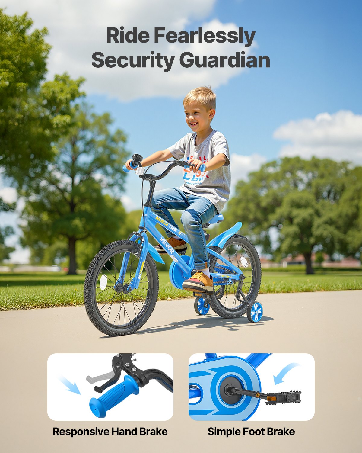 Kids Bike, 18 Inches BMX Style Children Bicycle, Rider Height 3.61 ft - 4.59 ft, Training Wheels Included, Sturdy and Easy to Assemble, Toddler Bike for Boys & Girls Learning to Ride, Blue