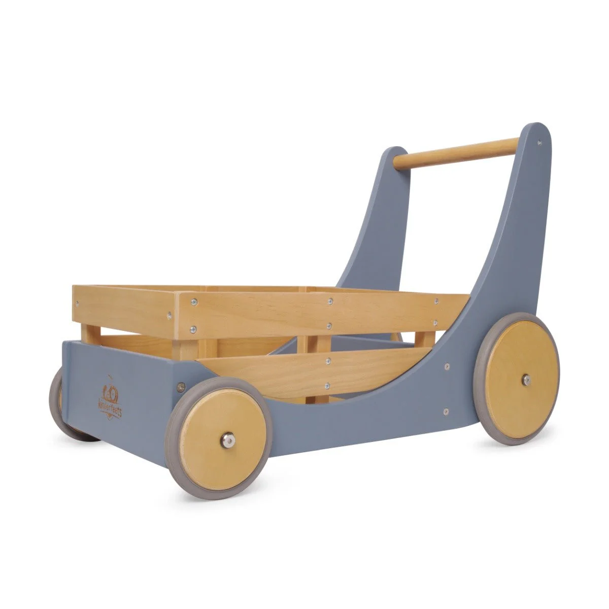 Kinderfeets Cargo Walker Slate Blue Wooden Push Toy for Toddlers