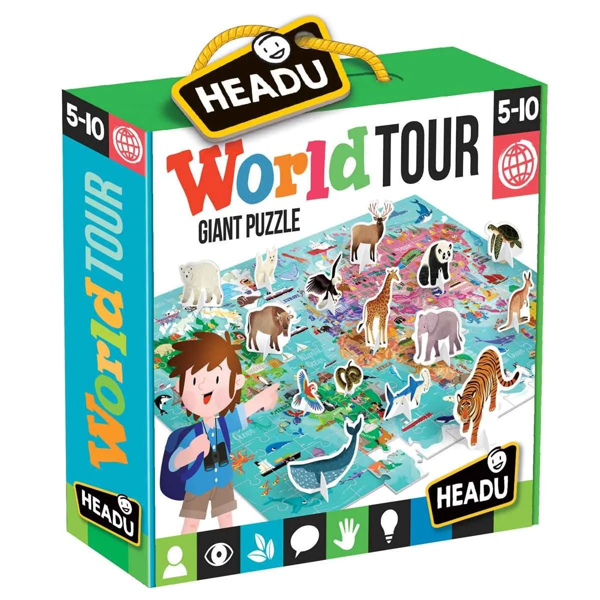 Headu World Tour Puzzle Learn Cultures, Continents & 3D Animals