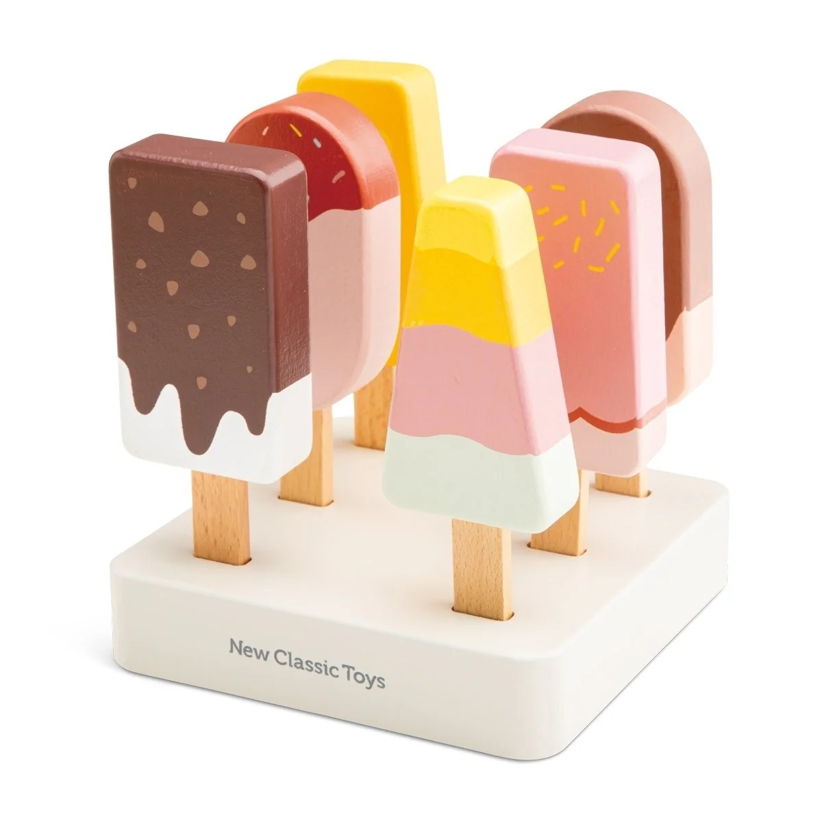 New Classic Toys Wooden Ice Lollies Set 6-Piece Paddle Pop Pretend Play