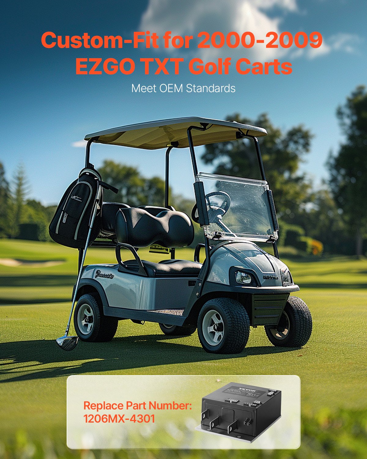 Golf Cart Speed Controller, 350 Amp, DC Motor Controller Replacement for 2000-2009 EZGO TXT Golf Carts, IP65 Rated Protection, Aluminum Alloy & ABS Housing, Compatible with 1206MX-4301 Models