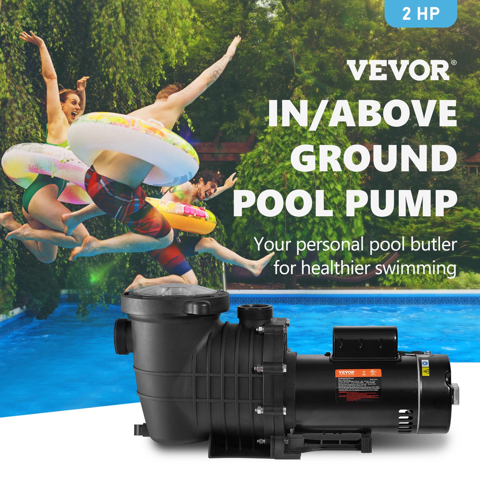 Pool Pump 2.0HP 230V, Variable Dual Speed Pumps 1500W, 5520 GPH Max Flow, Powerful Self-priming Swimming Pool Motor for Above Ground Pool, with Strainer Filter Basket, ETL Certification