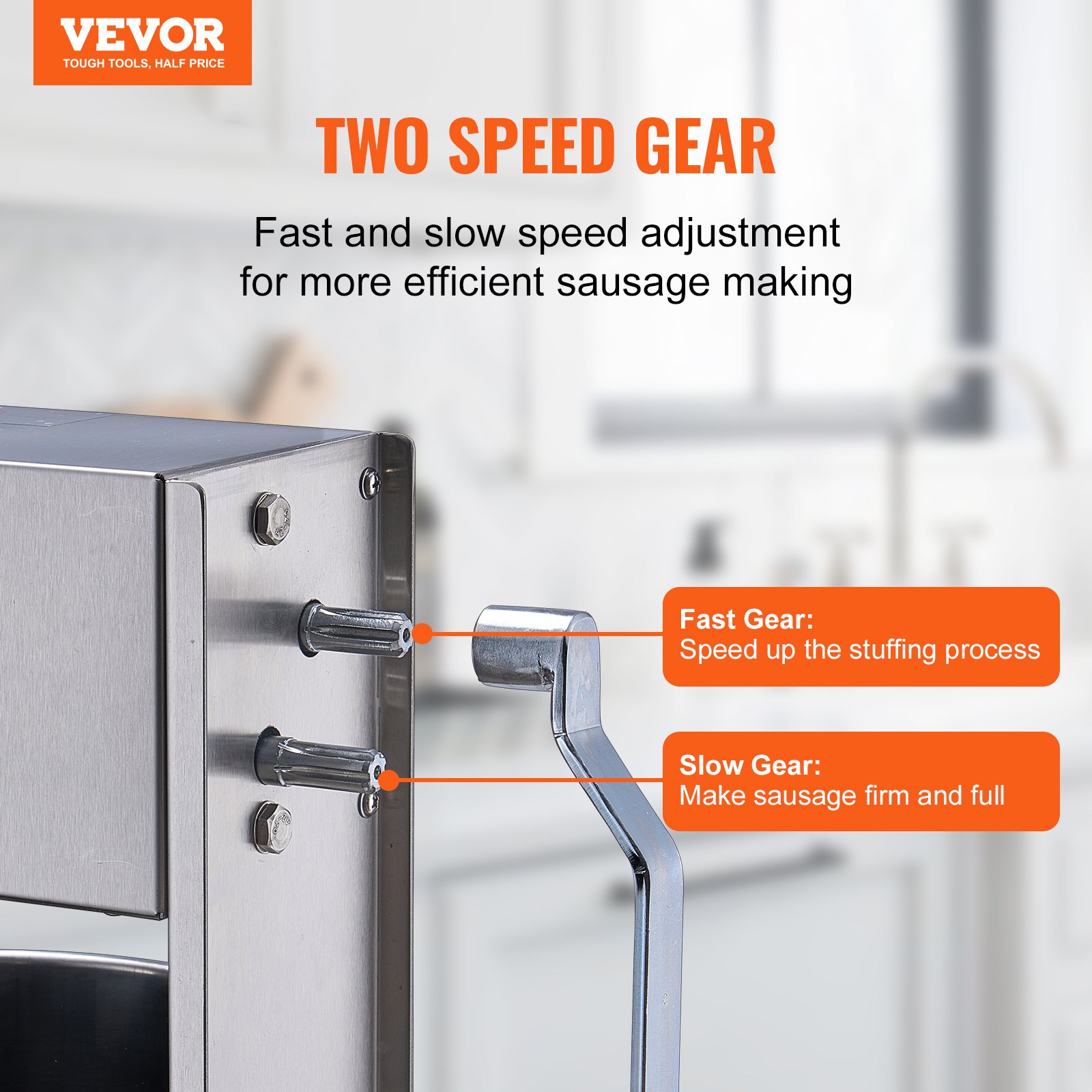 Manual Sausage Stuffer, 10 L / 22 LBS Vertical Sausage Machine, Dual-Speed Meat Stuffer, Made of Food-Grade 304 Stainless Steel, Includes 5 Stuffing Tubes, for Home Kitchen Restaurant Commercial