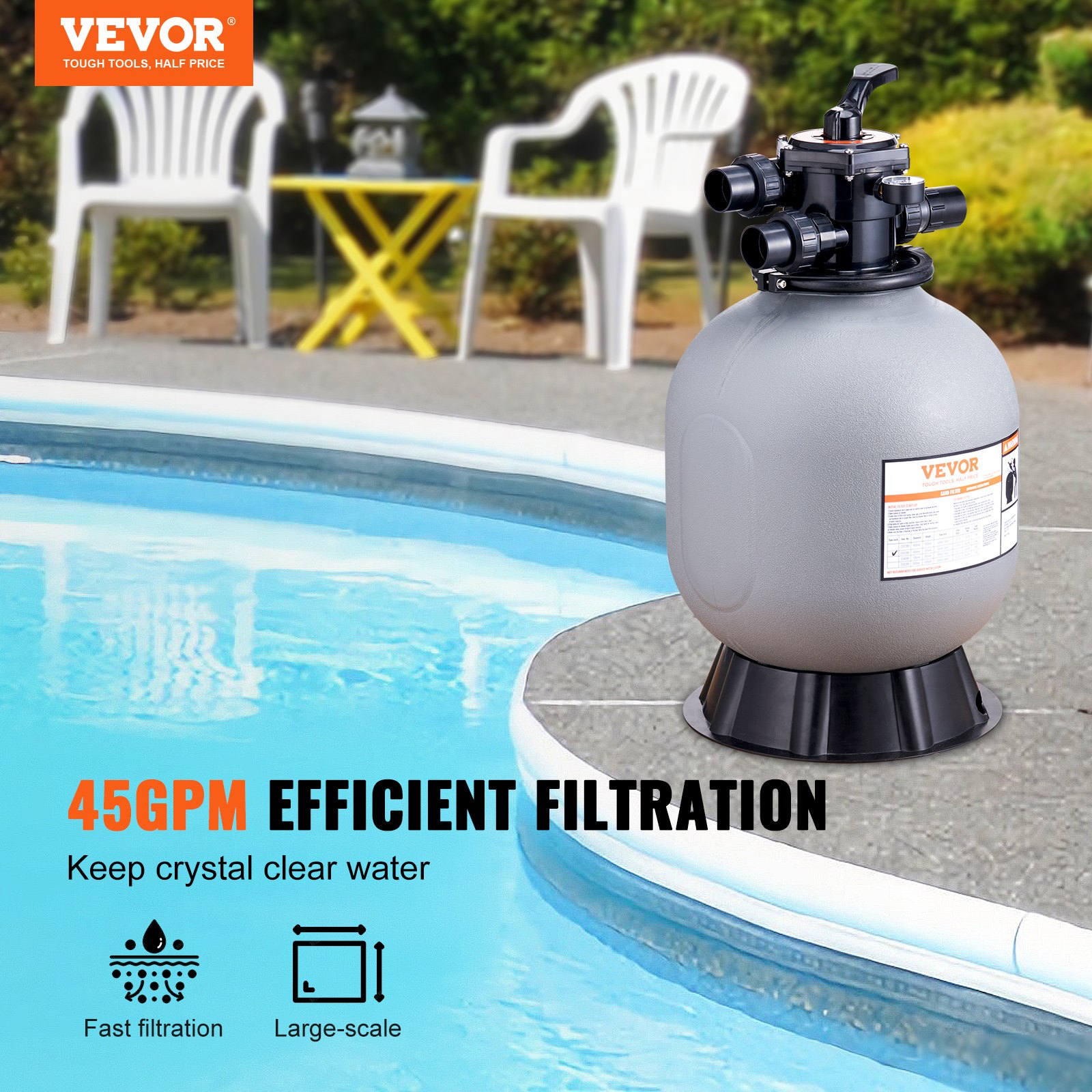 Sand Filter 482.6 mm Above Inground Swimming Pool Sand Filter 7-Way Valve