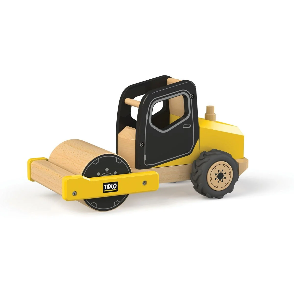 Tidlo Wooden Road Roller Toy Construction Vehicle for Kids Pretend Play & Learning Fun