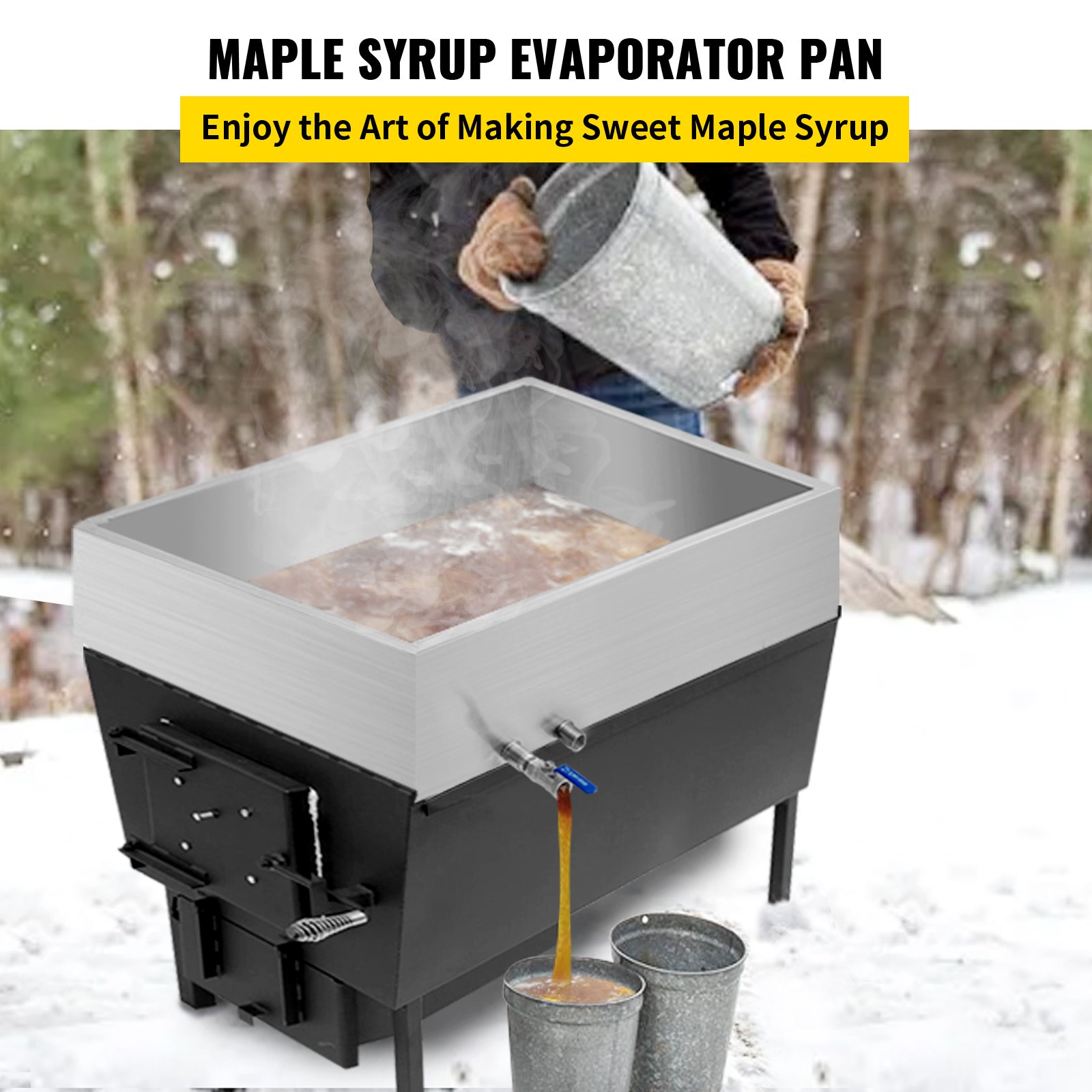 Maple Syrup Evaporator Pan 76x41x24 cm Stainless Steel Maple Syrup Boiling Pan with Valve for Boiling Maple Syrup