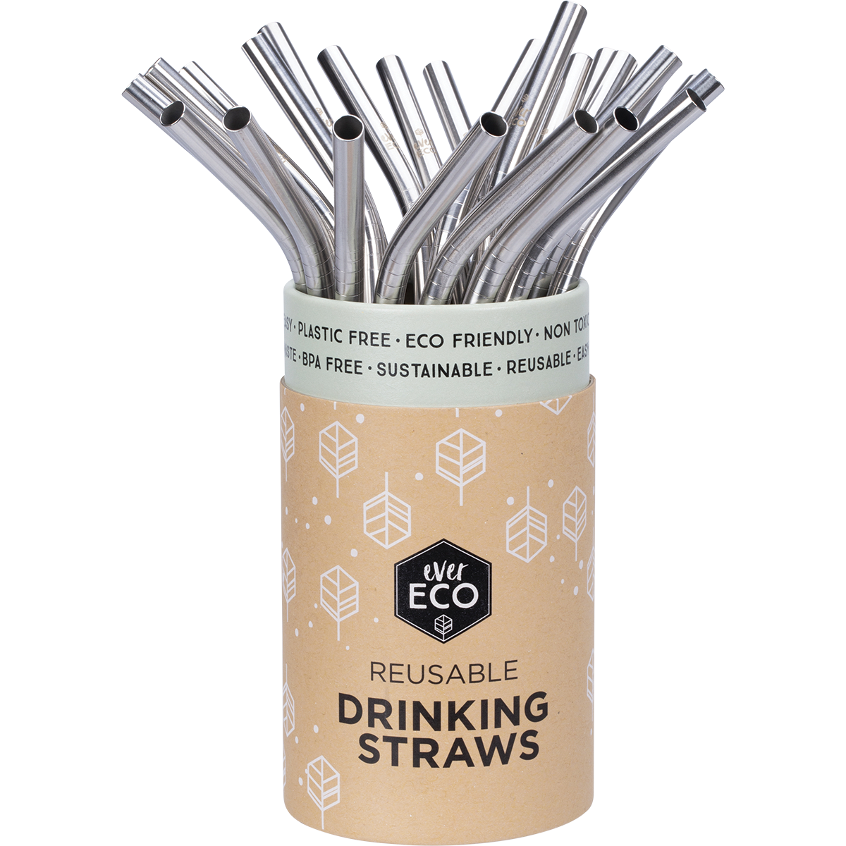 Stainless Steel Straws Bent Counter Display x25