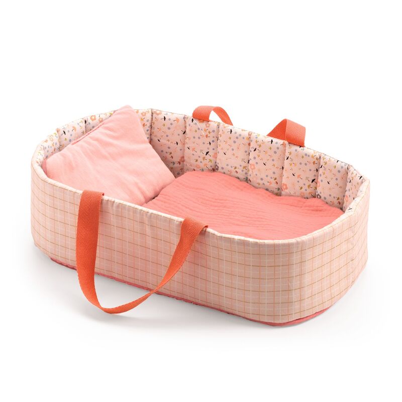Djeco Pink Lines Baby Pomea Doll Bassinet
