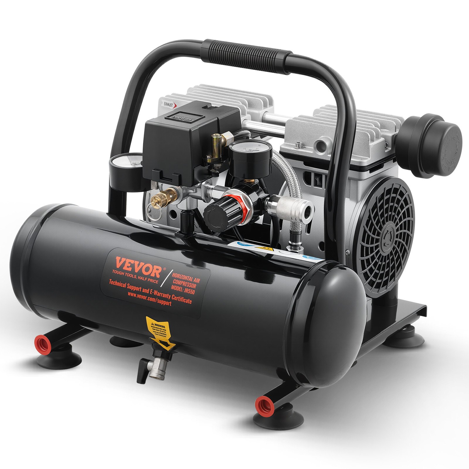 Air Compressor, 4L Steel Tank, 1HP 1.5 CFM 7bar Oil Free Air Compressor & Max. 120PSI Pressure, 68dB Ultra Quiet Portable Compressor, for Auto Repair, Tire Inflation, Spray Painting