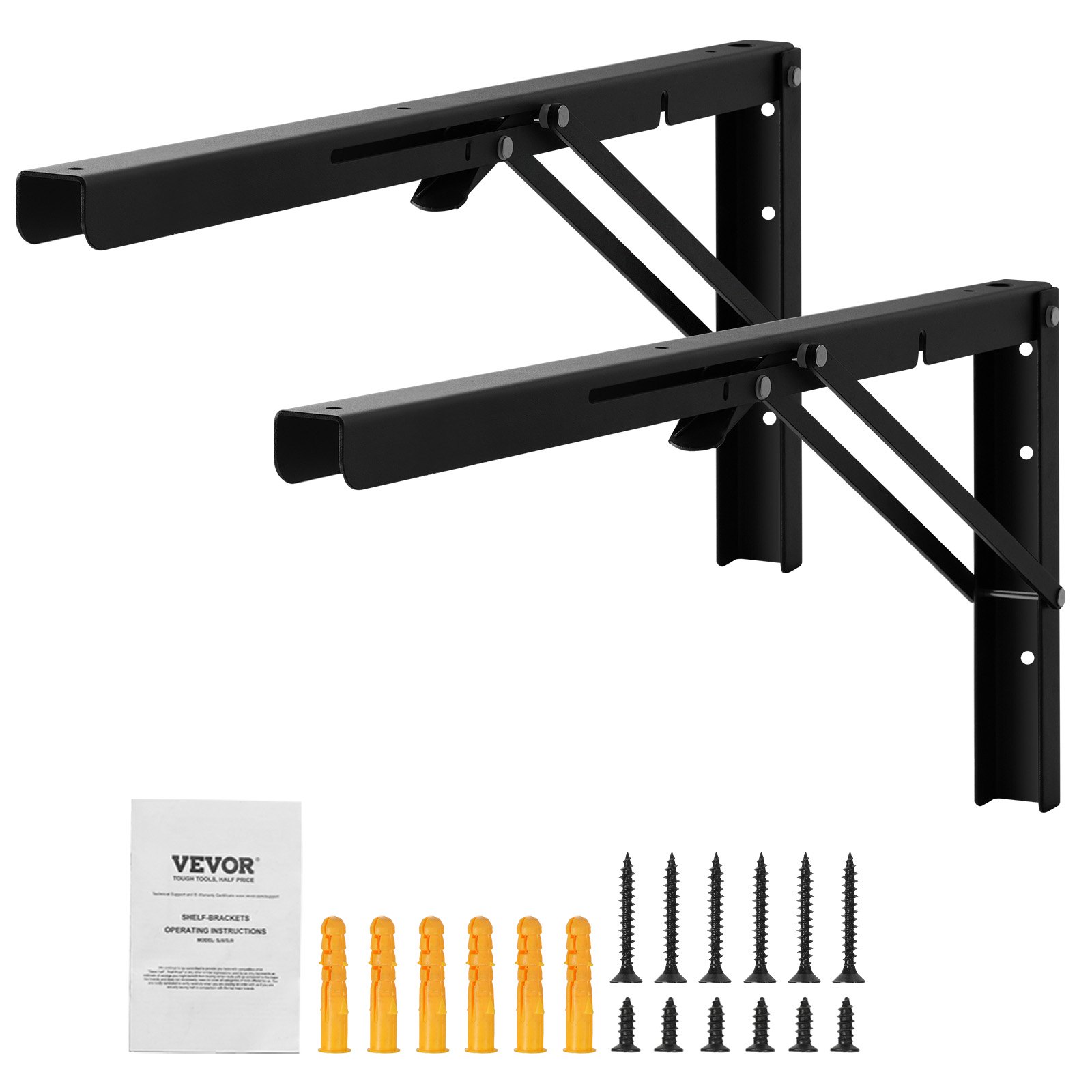 Shelf Bracket Foldable, 61.3 cm L 2 Pcs , Heavy Duty Floating Shelf Brackets, Brackets for Shelves, 5mm Thick Matte Black L Shelf Bracket,Steel Shelving Brackets with 136 kg Load Capacity