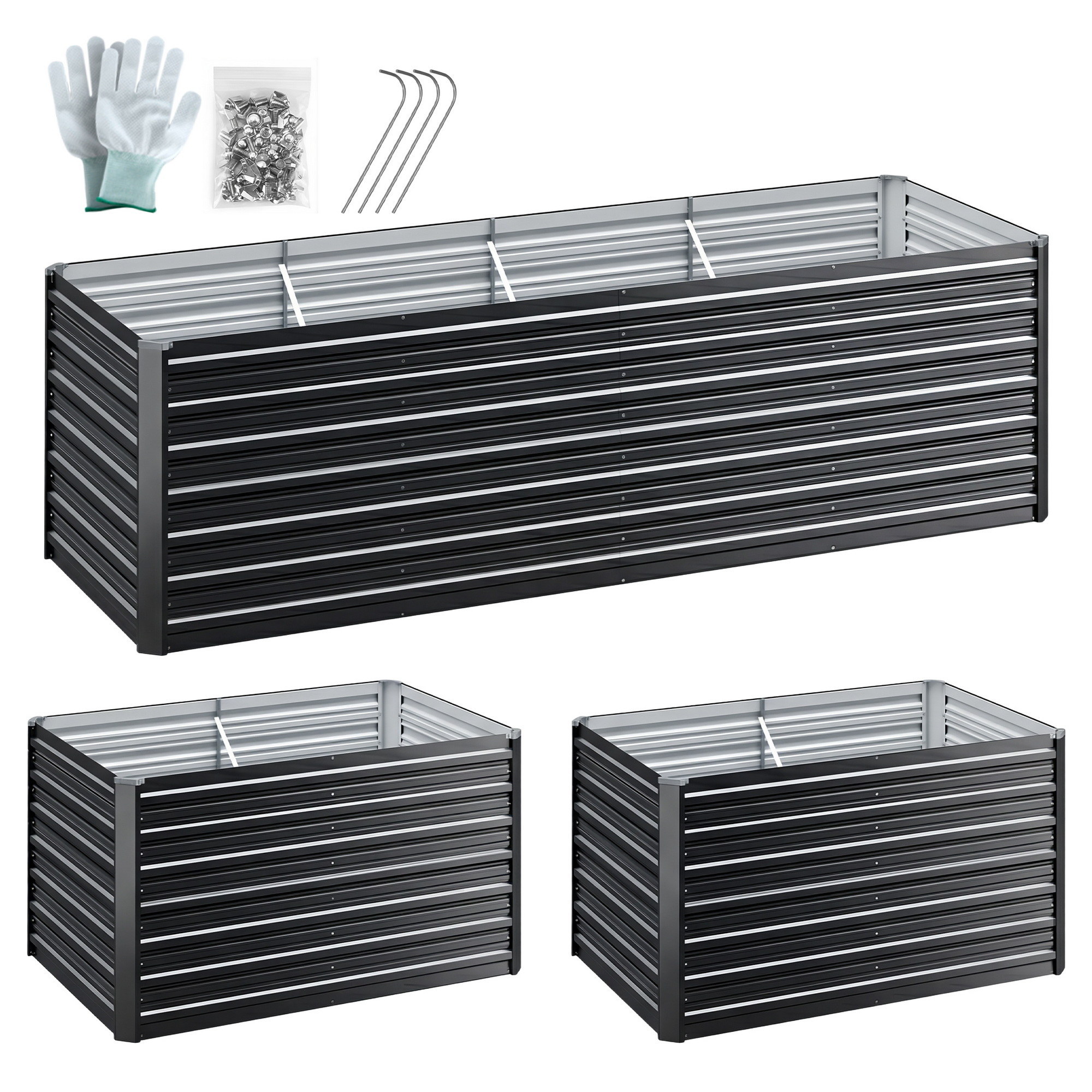 Green Fingers Garden Bed 240x80x77cm Planter Box Raised Container Galvanised Herb