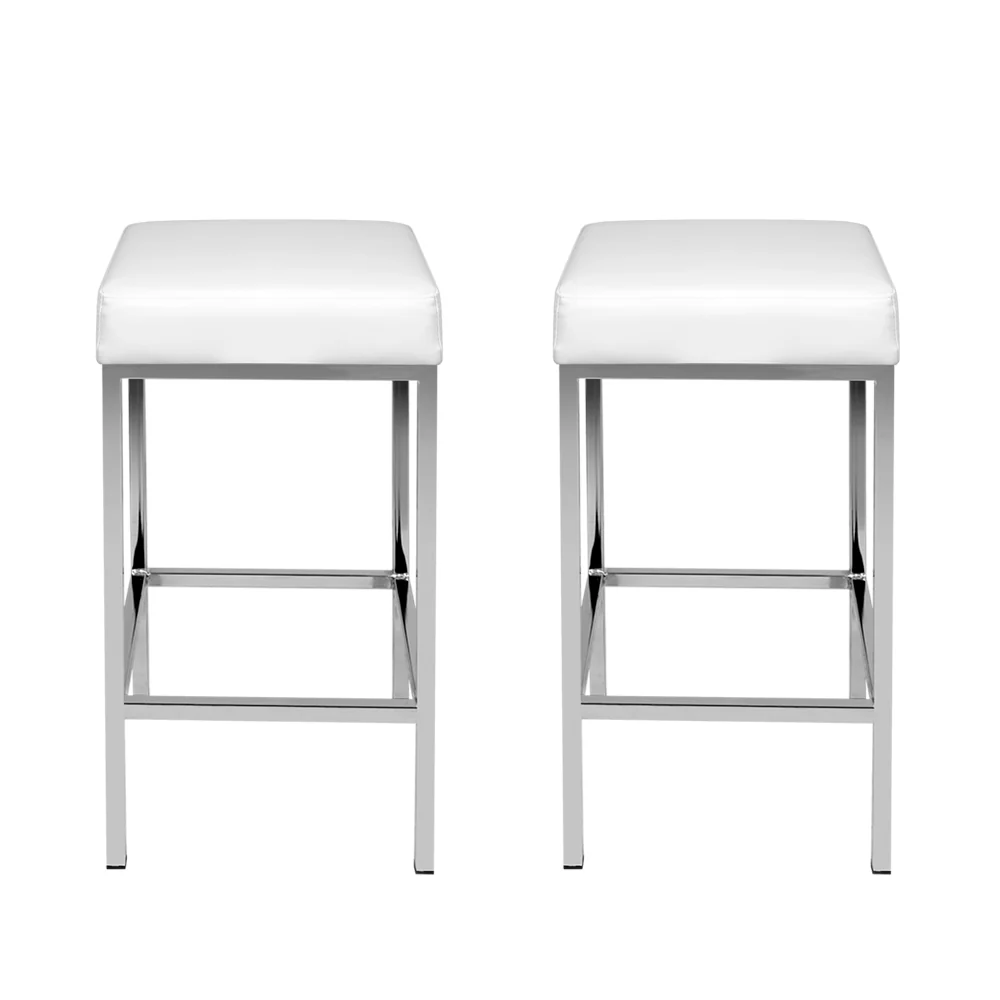 Artiss Bar Stools Leather Padded Metal White