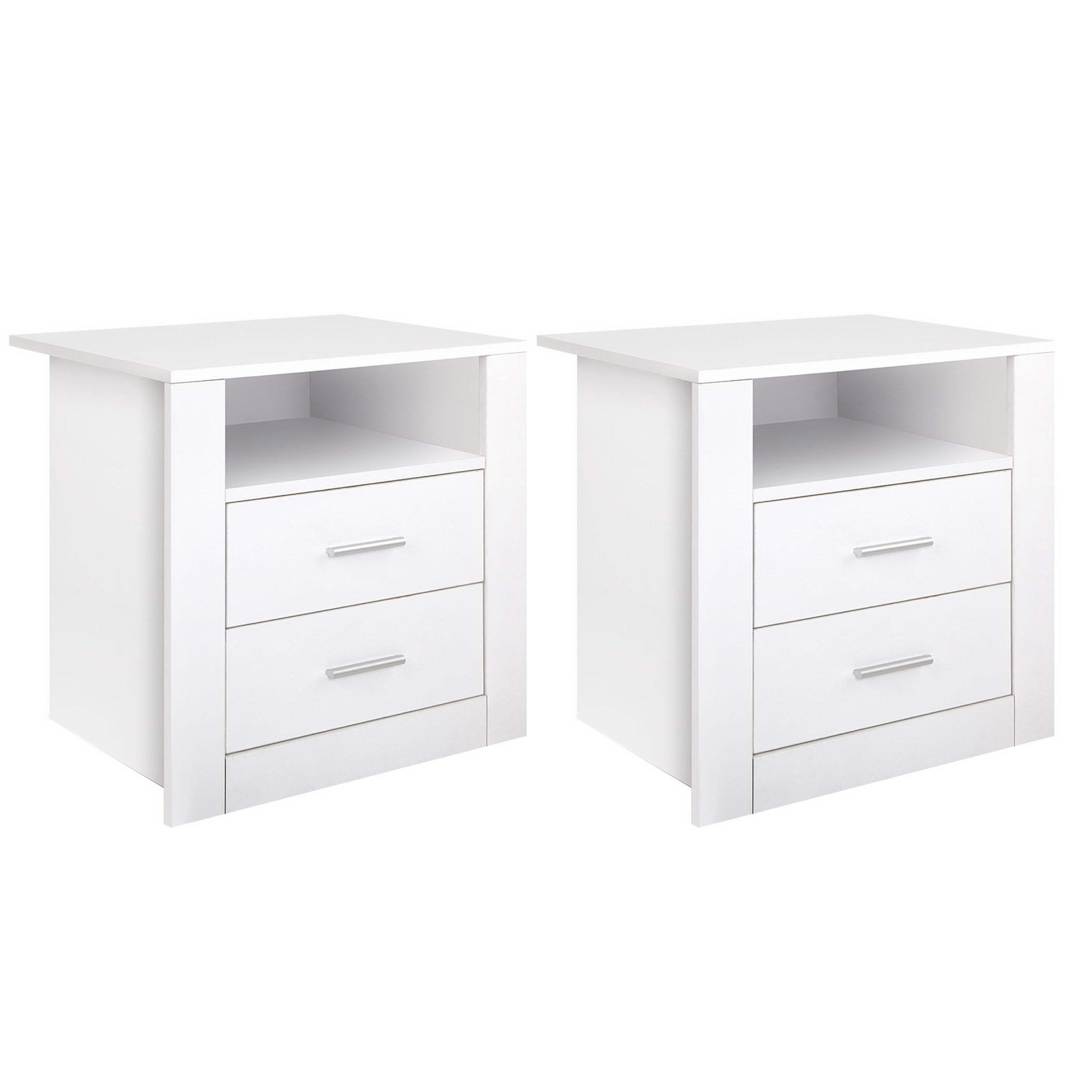 Artiss Bedside Table 2 Drawers with Shelf - TARA White