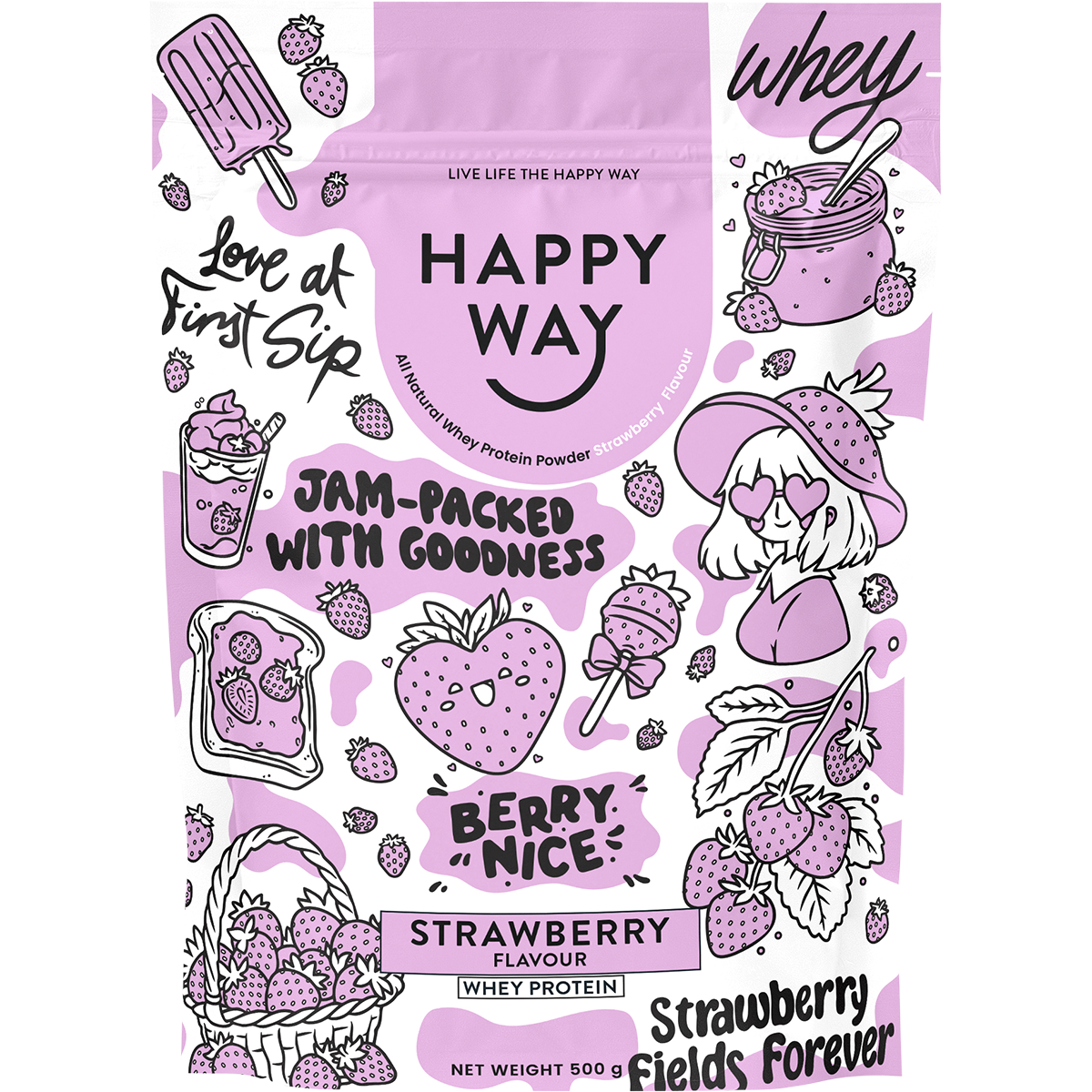 Whey Protein Powder Strawberry 500g