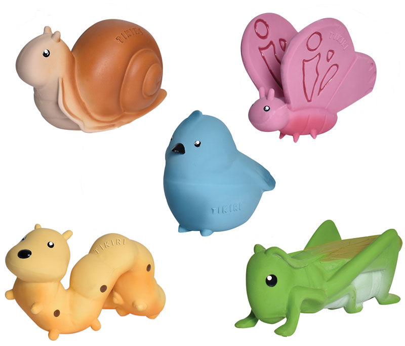 Tikiri Set of 5 Tikiri Garden Rubber Rattle & Bath Toys