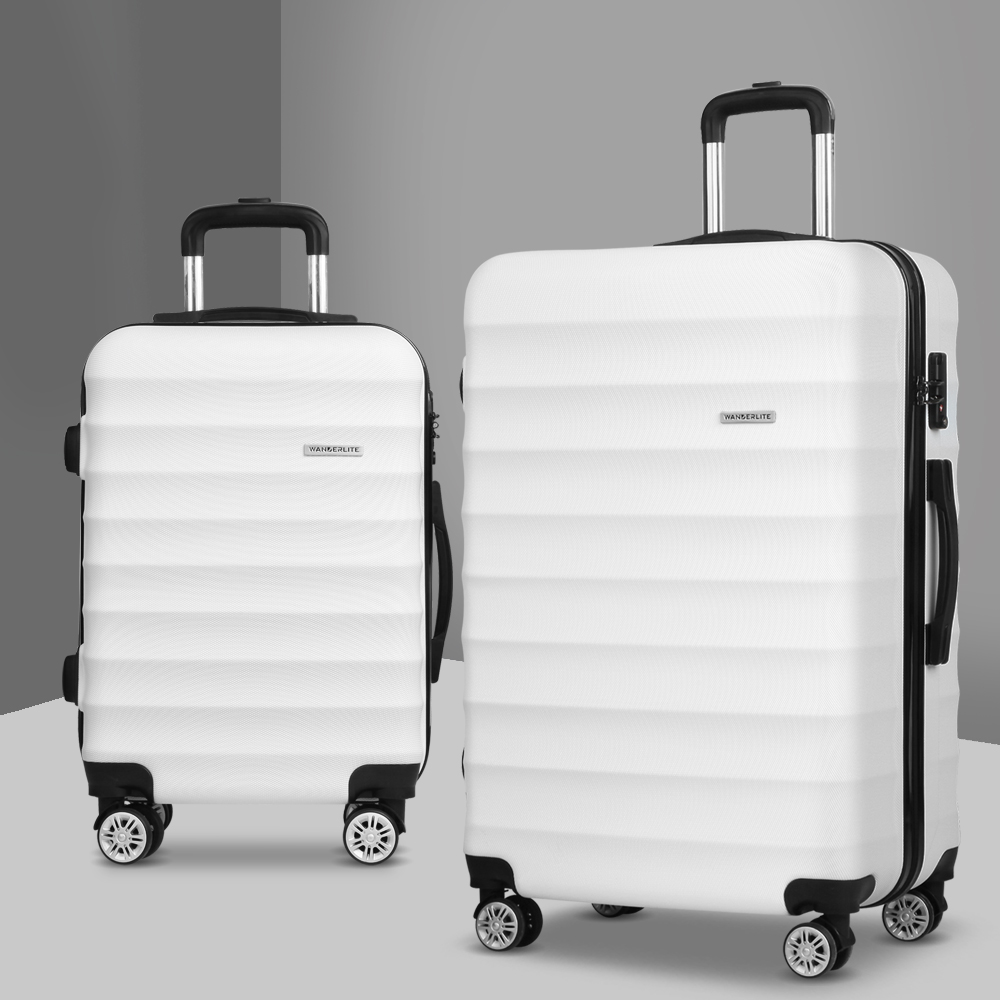 Wanderlite 20-28 Inch Luggage with TSA Lock Spinner Travel Suitcase Carry On Hard Shell Luggage Case White