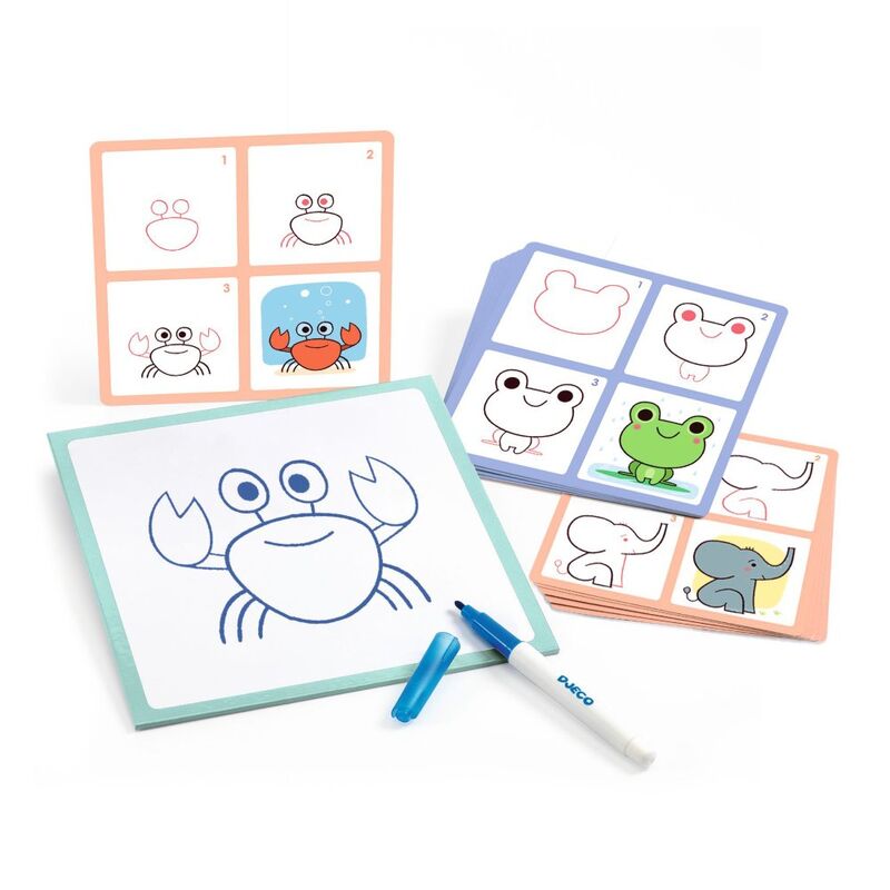 Djeco Step by Step Babies & Co Animals Learn to Draw with White Bo