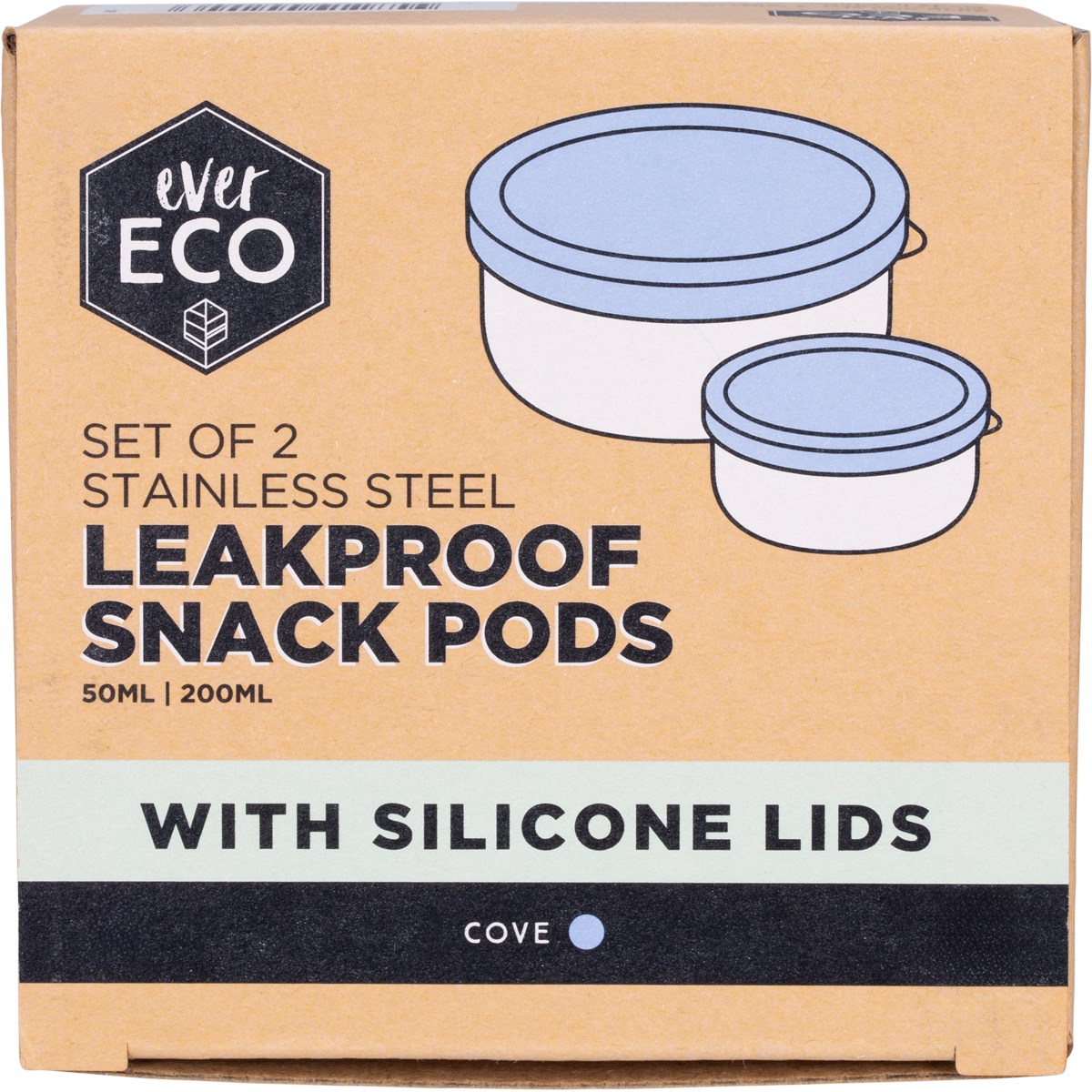 Ever Eco Stainless Steel Leakproof Snack Pods 2pk