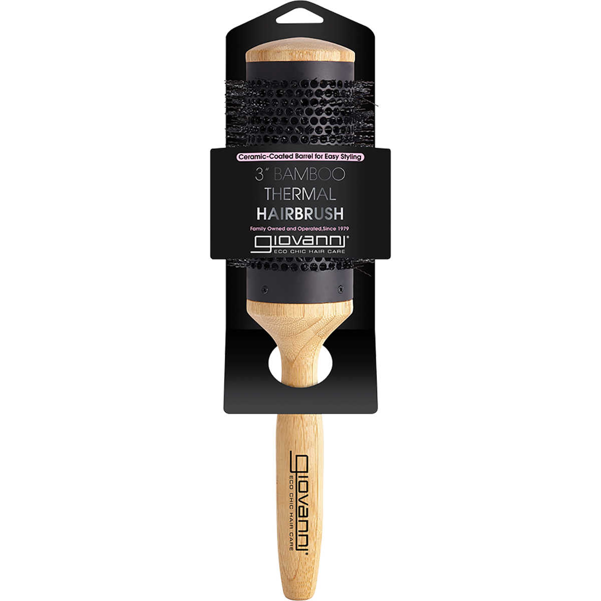 Bamboo Hair Brush Thermal Ceramic Coated Barrel