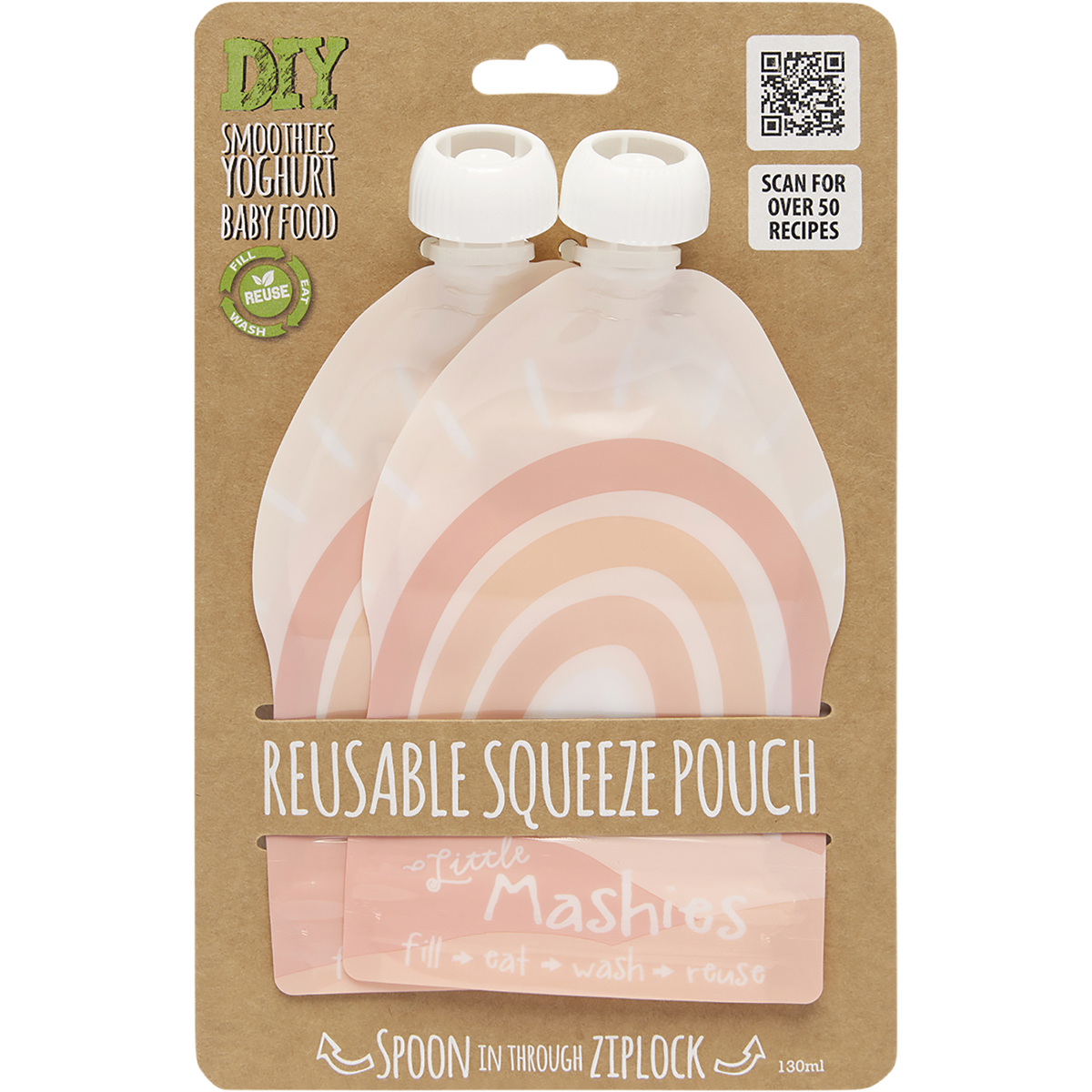 Little Mashies Reusable Squeeze Pouch 2x130ml