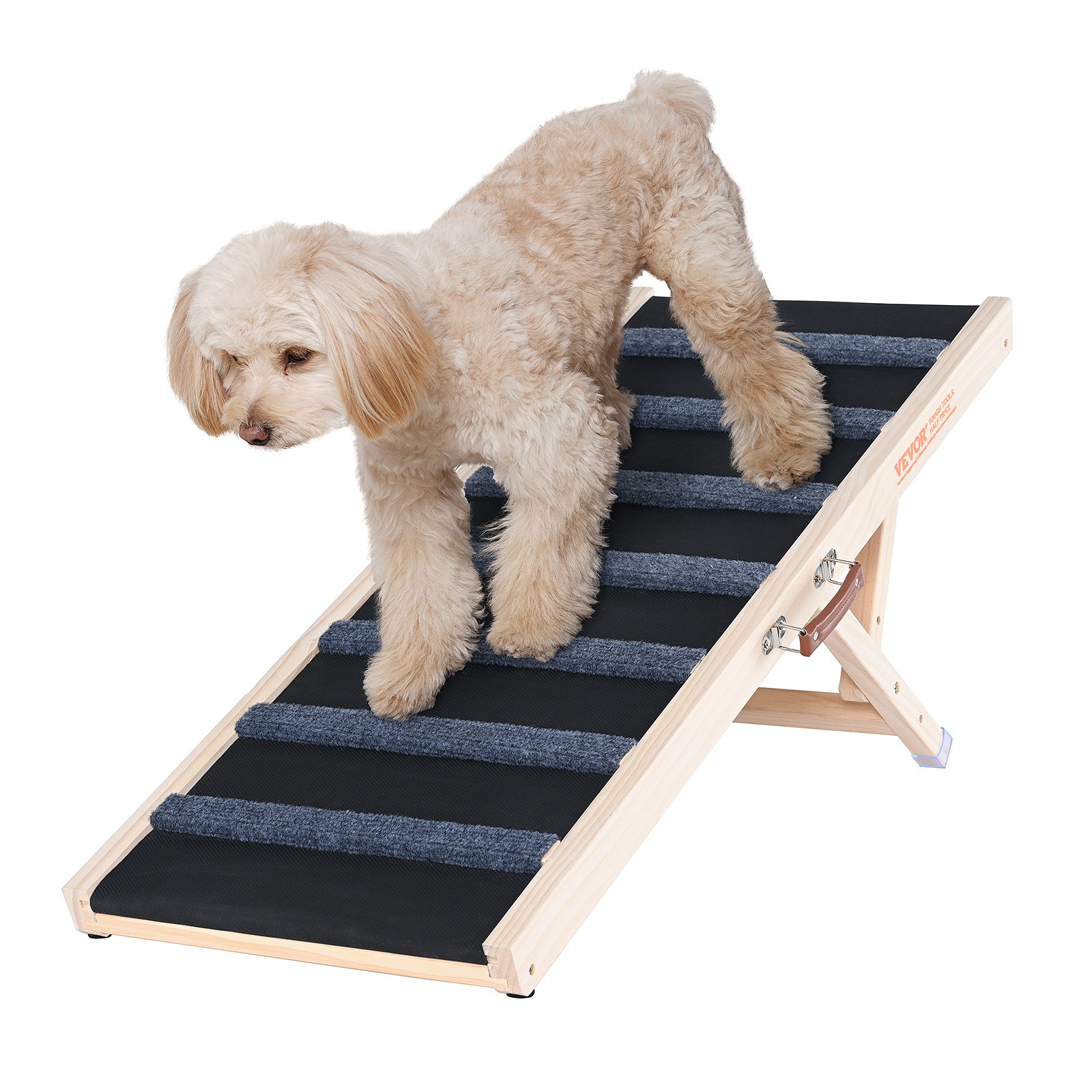 Dog Ramp, Folding Pet Ramp for Bed, Adjustable Dog Ramp for Small, Large, Old Dogs & Cats, Wooden Pet Ramp with 39.3" Long Ramp, Adjustable from 15" to 22", Suitable for Couch, Sofa, Car