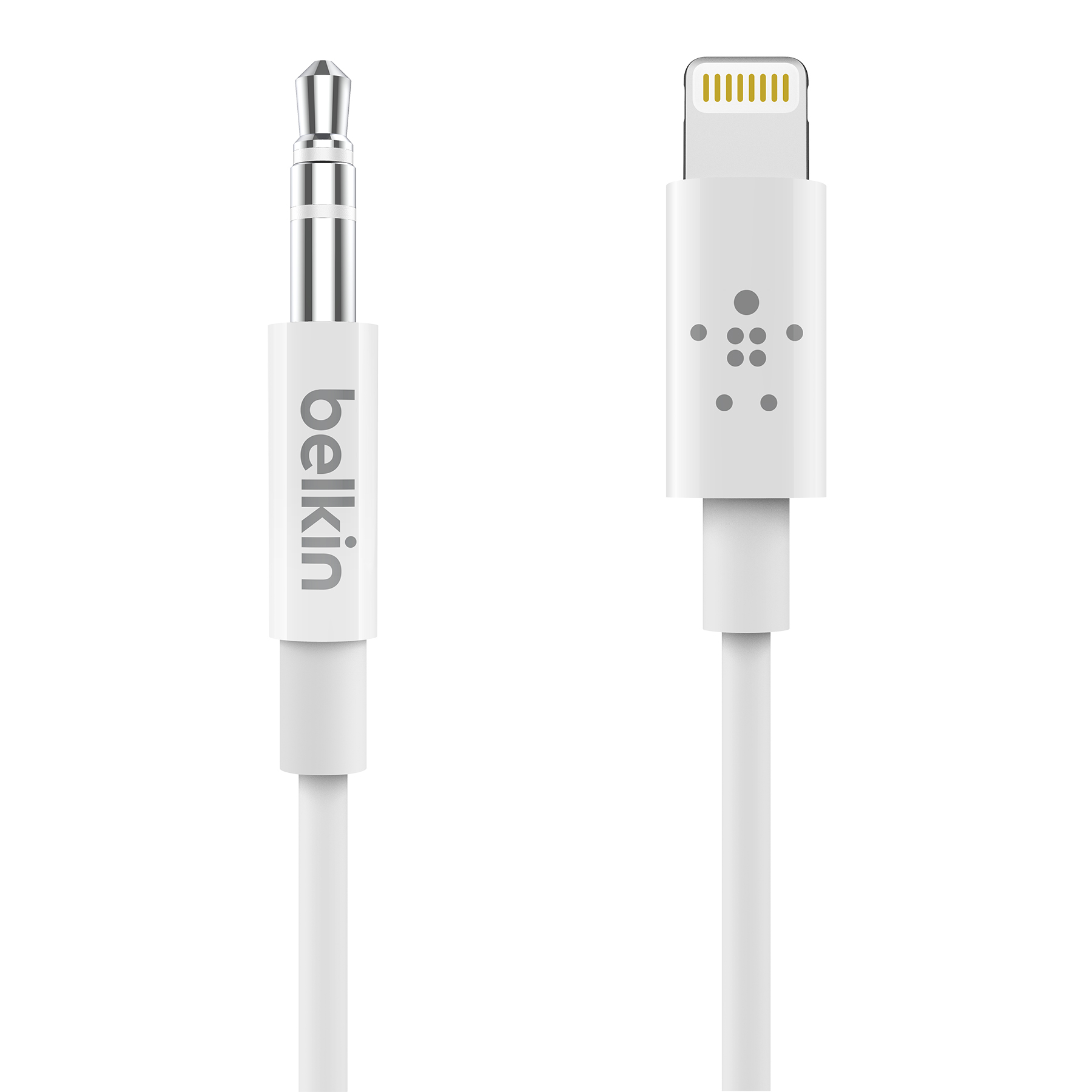 Belkin 3.5mm Audio Cable with Lightning Connector  White 3 footFor Apple Devices - White