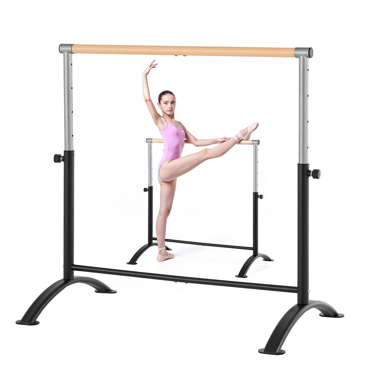 Ballet Barre, Barre Bar for Home, Freestanding Portable Ballet Stretching Dance Bars, Height Adjustable Anti-Wobble Fitness Gym Studio Equipment, for Pilates Balance Workout