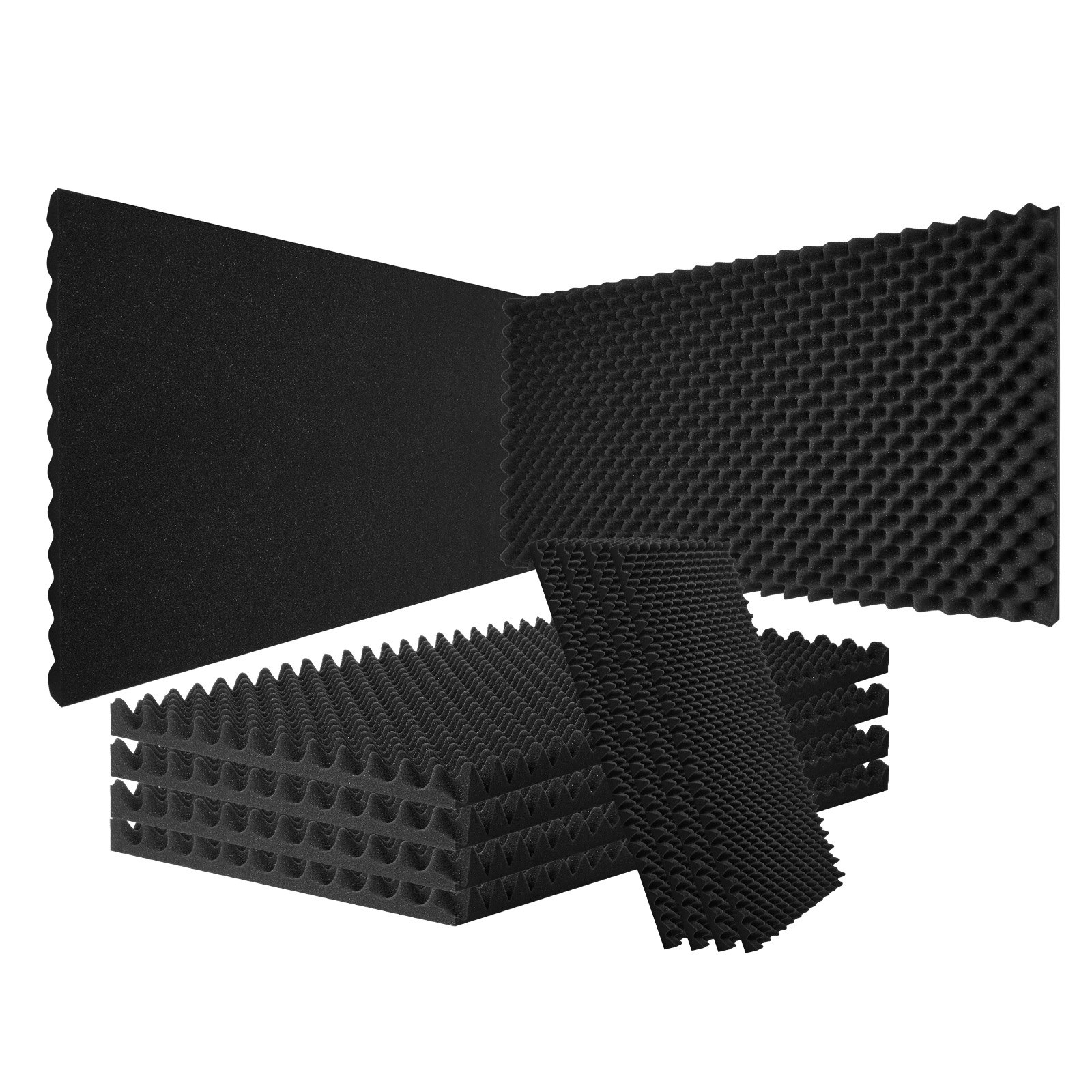 Acoustic Foam Panels, 2 Pack 48 x 24 x 2 inches, Egg Designed Soundproof Wall Panels,Fire-Resistant Acoustic Panels,Sound Dampening Absorbing Panels for Studio Wall and Ceiling,Black