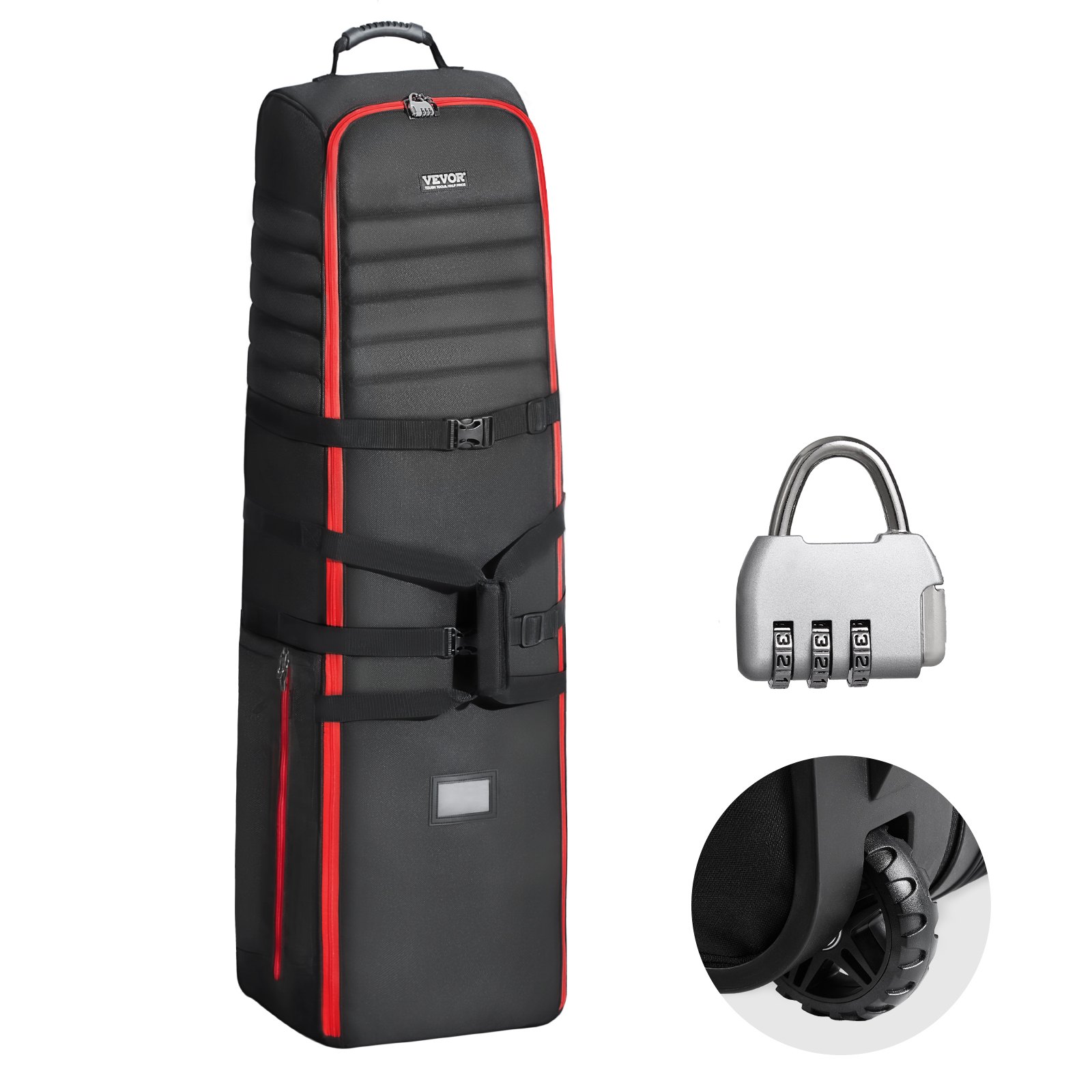 Golf Travel Bag, Outdoors Soft-Sided Golf Travel Cover Case, Heavy Duty 1000D Nylon Wear-Resistant, Padded Golf Luggage Case Cover with Wheels, Foldable Golf Club Storage Bag for Airlines