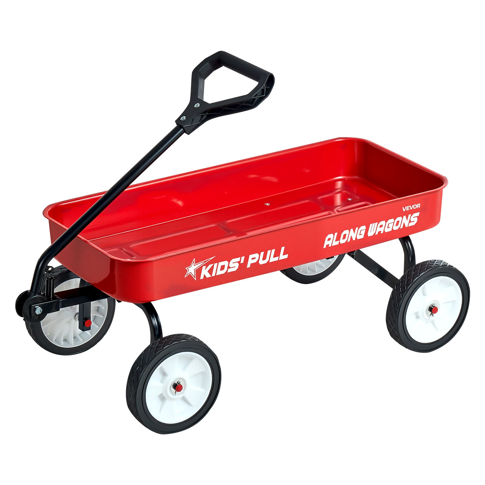 Pull-Along Wagon for Kids, 101 cm Toddler Wagons, Supports up to 80kg, All-Terrain Wagons with Handle, Utility Wagon Cart Birthday Present for Kids Gardening Beach Camping, Red