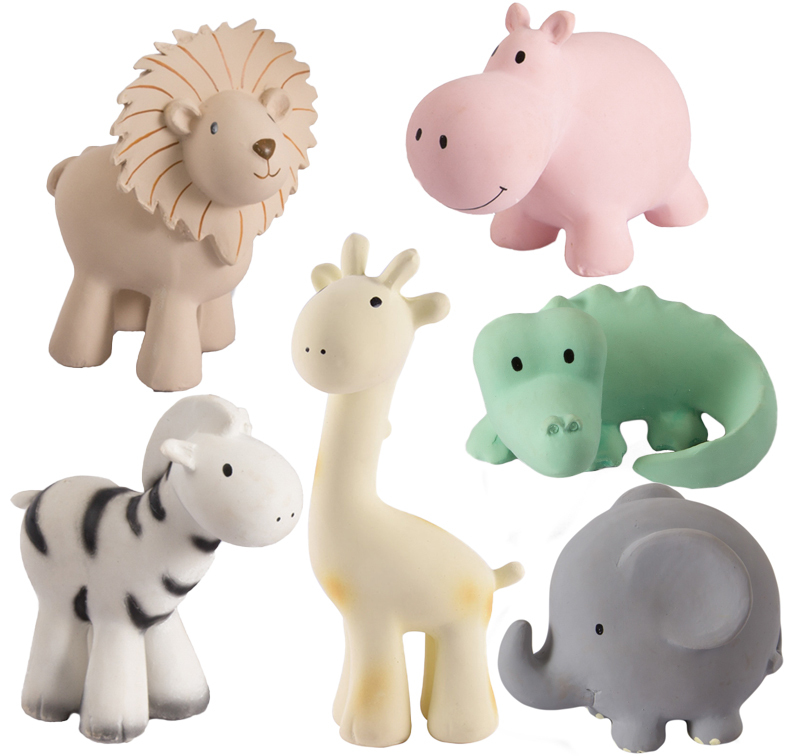 Tikiri Set of 6 Tikiri Zoo Rubber Rattle & Bath Toys