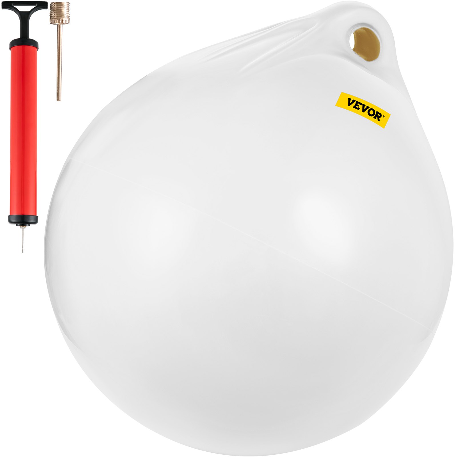 Boat Buoy Ball, 21\" Diameter Inflatable Heavy-Duty Marine-Grade Vinyl Marker Buoy, Round Boat Mooring Buoy, Anchoring, Rafting, Marking, Fishing, White