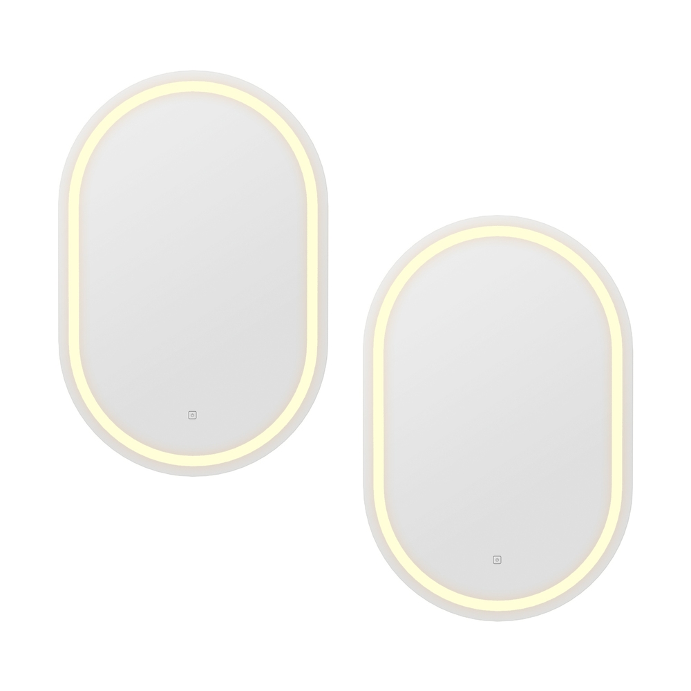 Embellir 2 LED Wall Mirror With Light 50X75CM Bathroom Decor Oval Mirrors Vanity