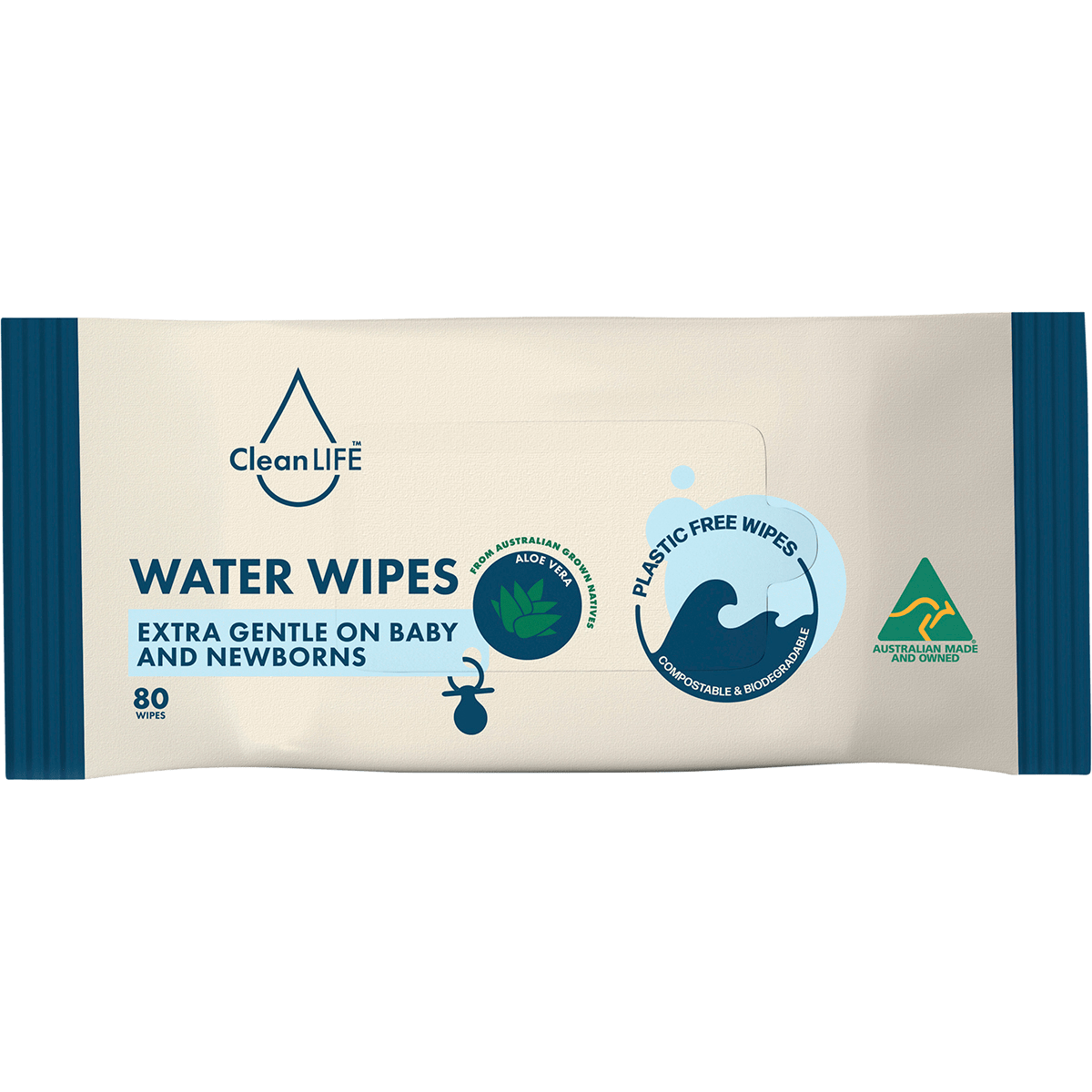 Water Plastic Free Wipes Extra Gentle Baby and Newborns 80pk