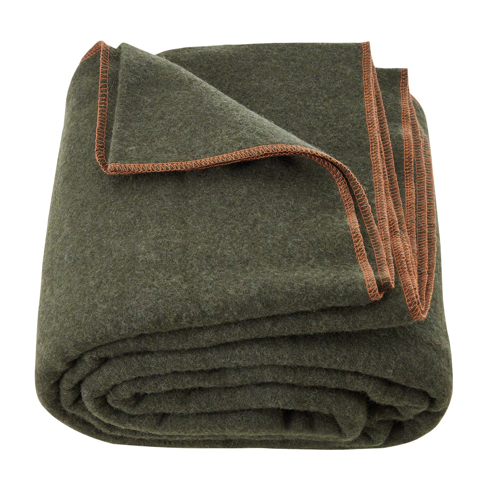 Wool Camping Blanket, Large Warm Stadium Blanket, Waterproof & Windproof, Flame Retardant, Great for Outdoors, Picnics, Hiking, Sports Events, Travel, 1.62 m x 2.23 m (80% Wool), Army Green