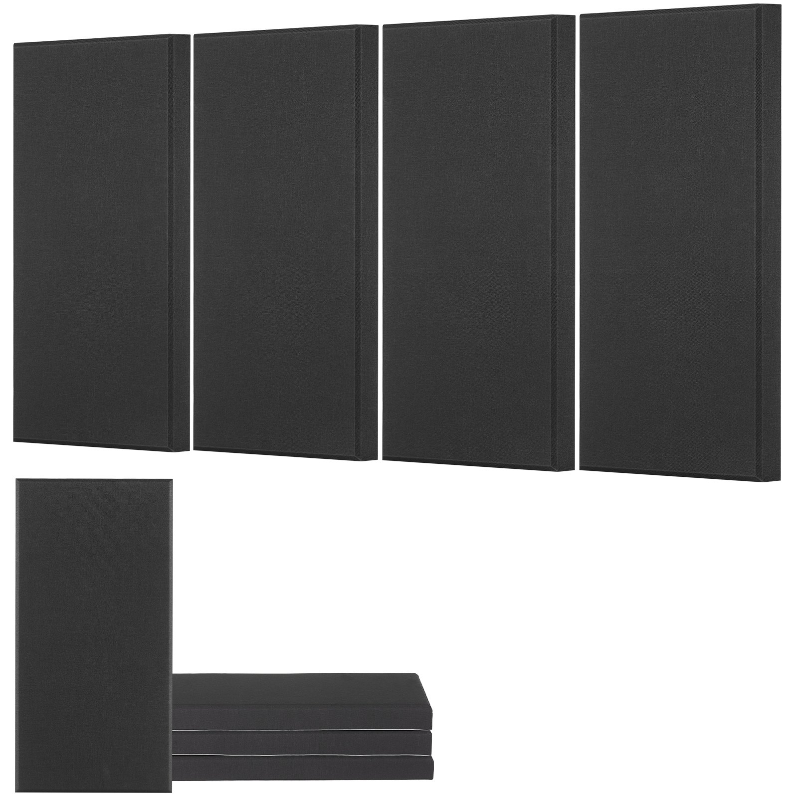 4 PCS Acoustic Panels, 5cm Thick 60 x 30 cm Fiberglass Sound Absorbing Panels, Self-adhesive Soundproof Wall Boards, for Studios, Office, Home Theater,Meeting Room, Black