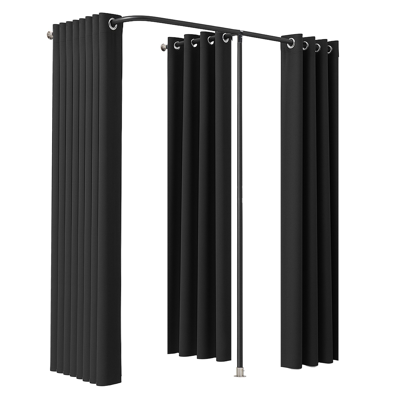 Fitting Room, Portable Changing Room with Thick Polyester Curtains, Double Dressing Rooms with Partition Curtains, for Boutique, Mall, Studio, Tailor's Store & Office 200 x 100 x 200 cm (Black)