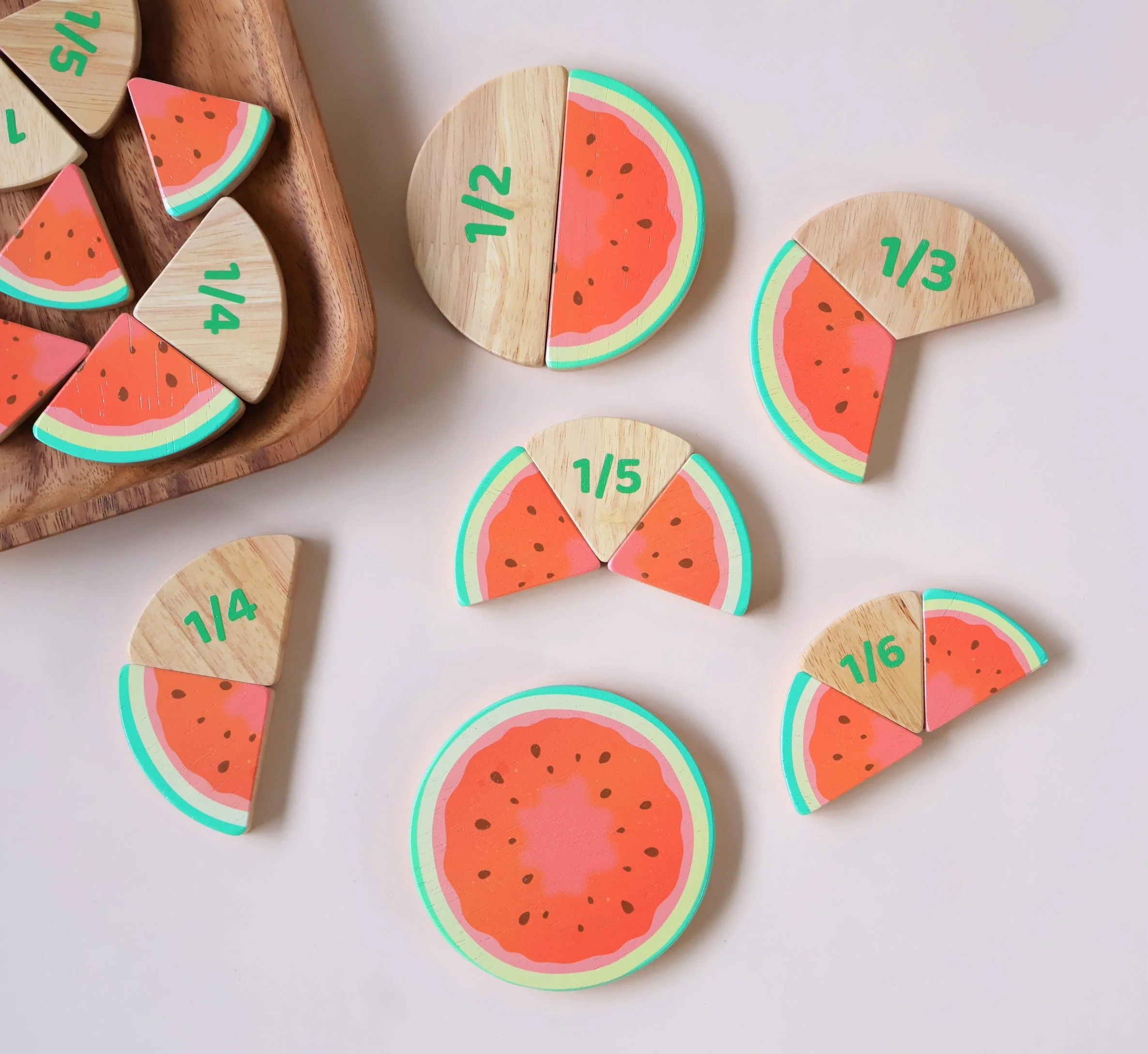 Wooden Fraction Learning Kit Educational Toy