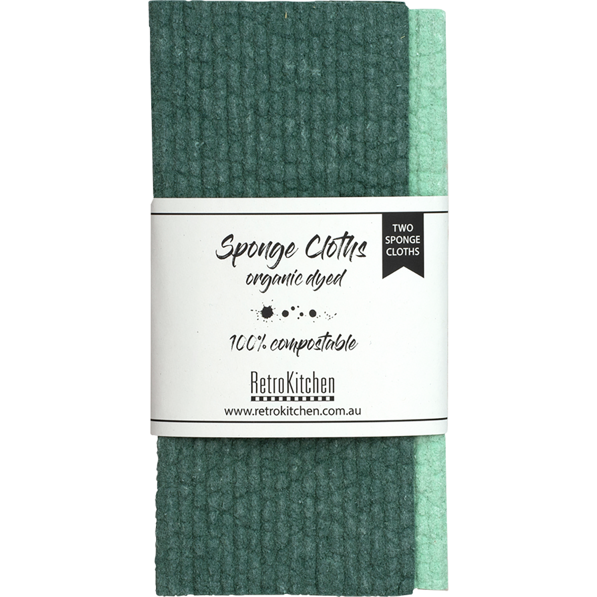 Retrokitchen 100% Compostable Sponge Cloth Organic Dyed 2pk