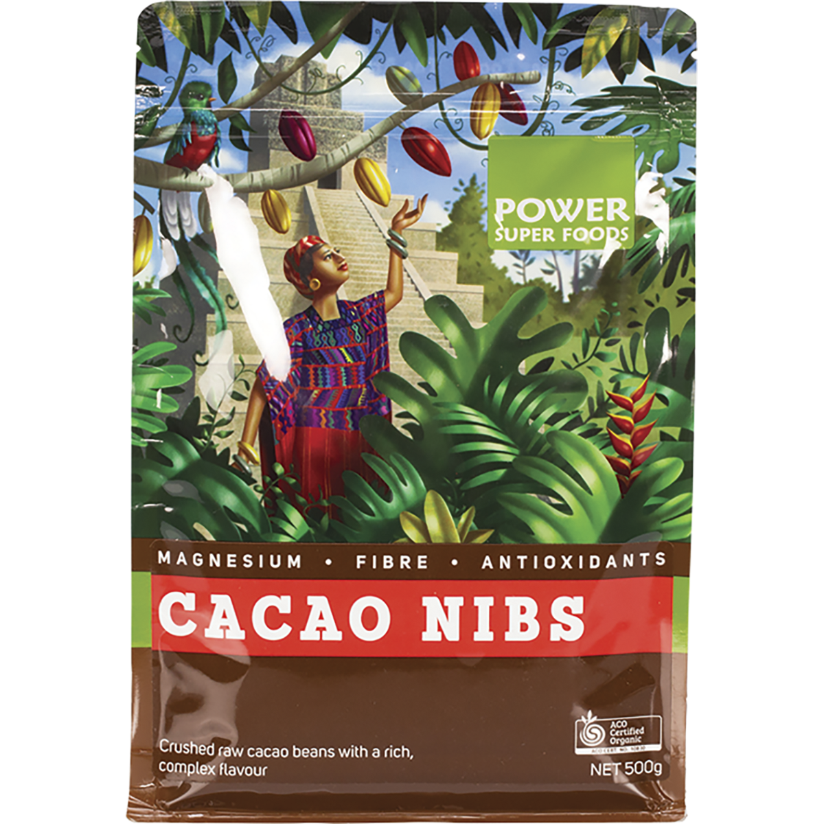 Power Super Foods Cacao Nibs Raw Certified Organic