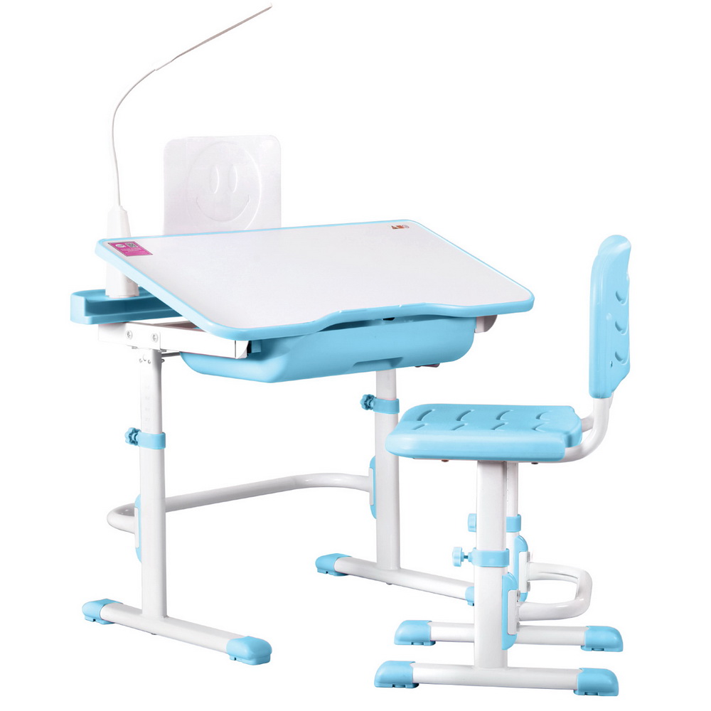 Keezi Kids Table and Chair Set Adjustable Study Desk w/ LED Lamp Reading
