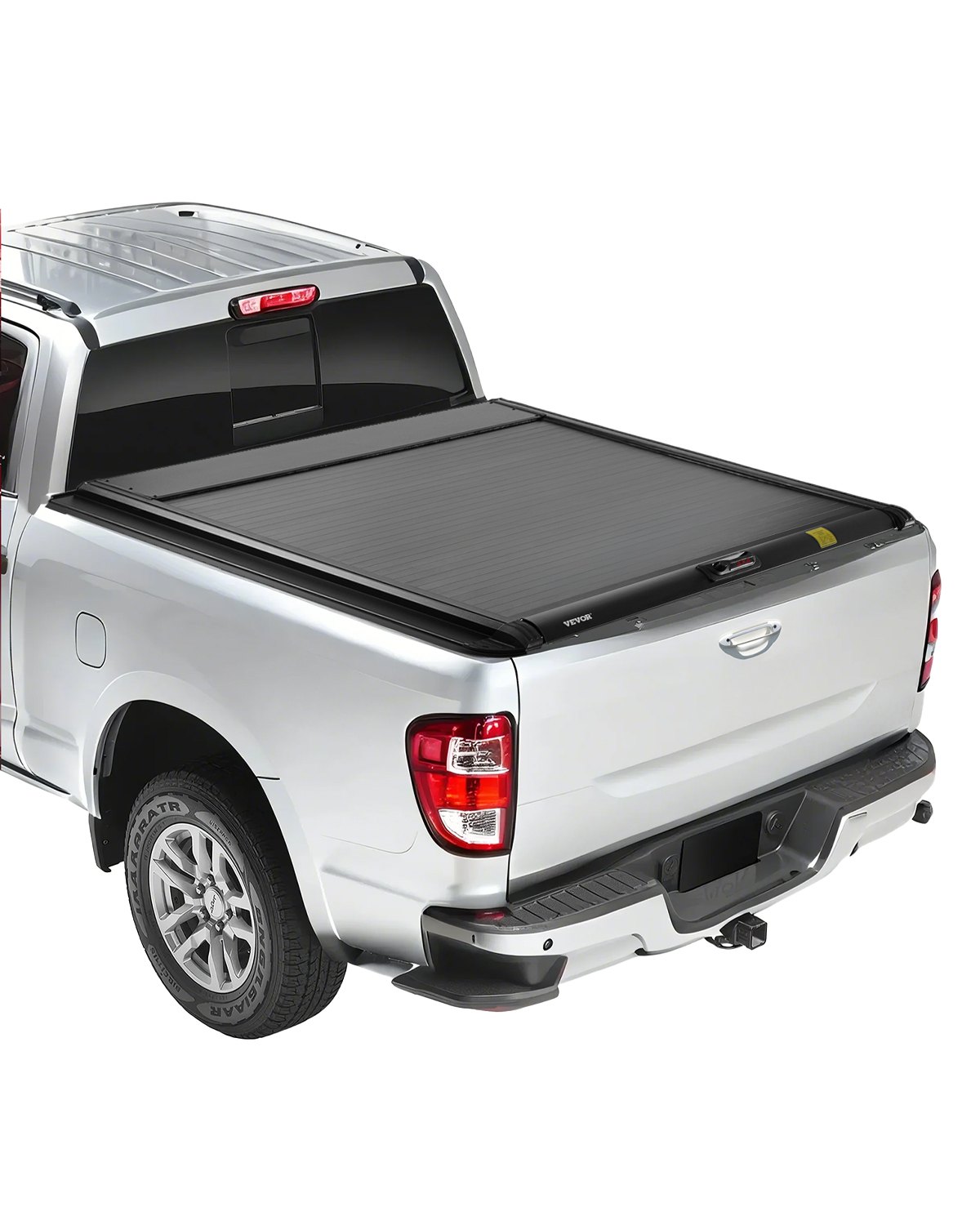 Retractable Tonneau Cover, 5.5 ft Retractable Tonneau Cover with Built-in Drainage Pipe for 2021-2024 Toyota Tundra Crew Cab w/ Deck Rail System , Hard Tonneau Cover with Double-Lock & T-Slot
