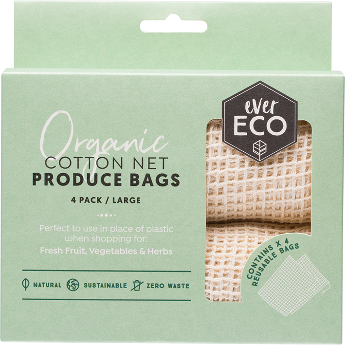 Reusable Produce Bags Organic Cotton Net 4pk