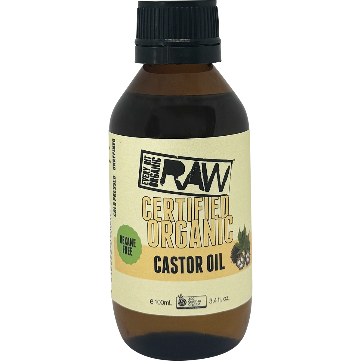 Every Bit Organic Castor Oil - Amber Glass Bottle
