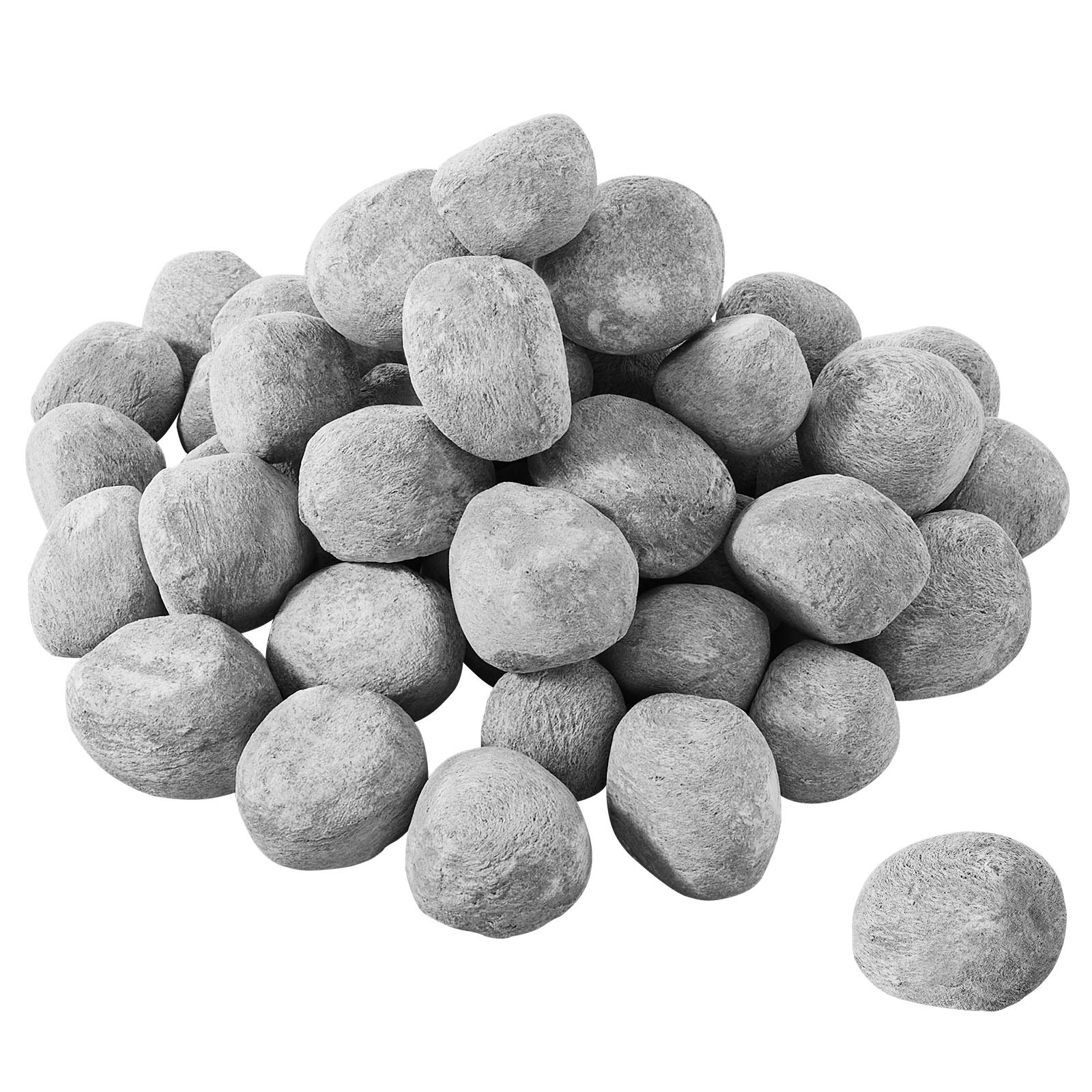 Ceramic Fire Pebble Stones, 25.4-50.8 mm 48 Pcs Lava Rocks, Reusable Fire Pit Stones Indoor and Outdoor Use, Decorative Firepit Rocks for Propane/Gas Fireplace, Stove, Courtyard, Camping
